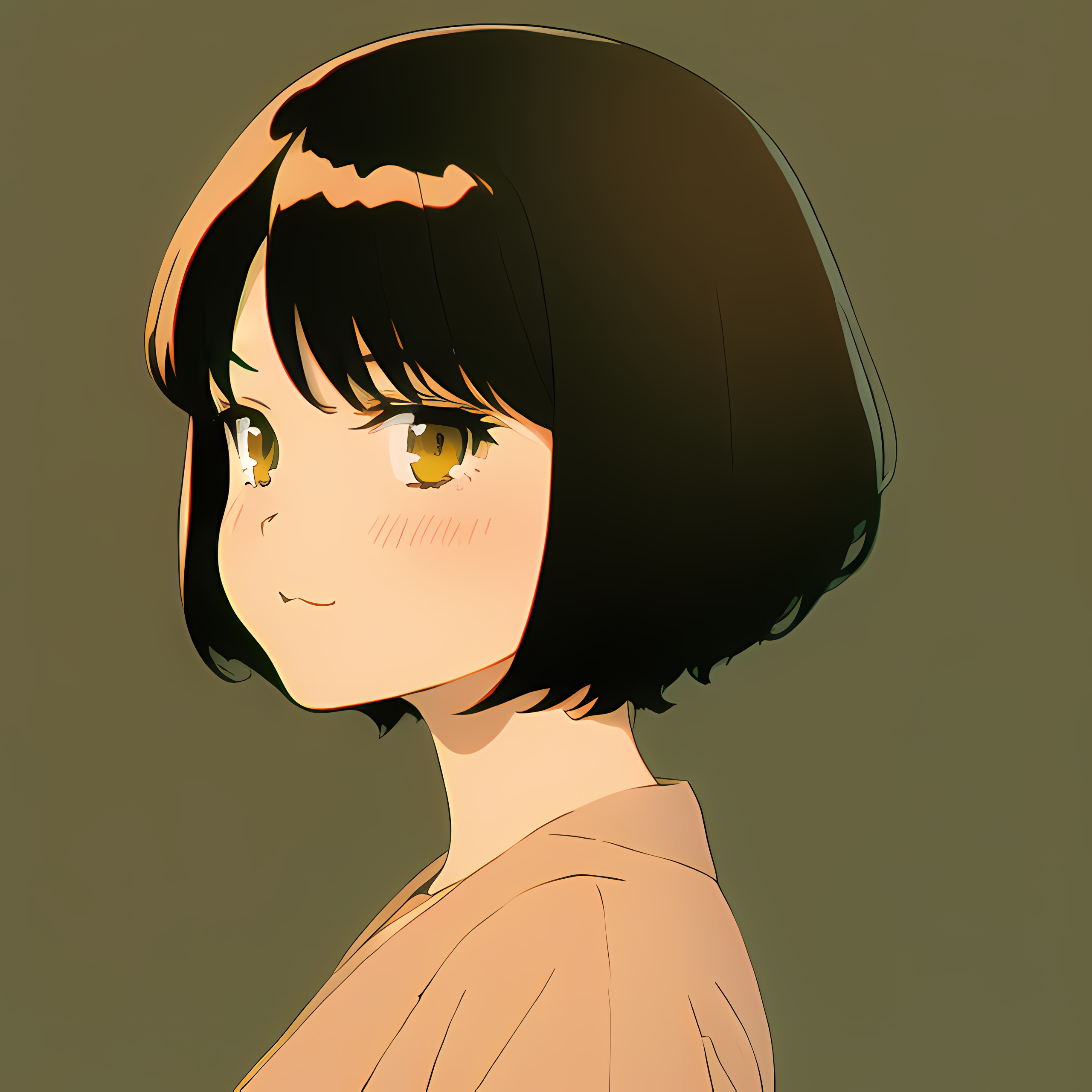 Anime girl with short black hair HD Wallpaper