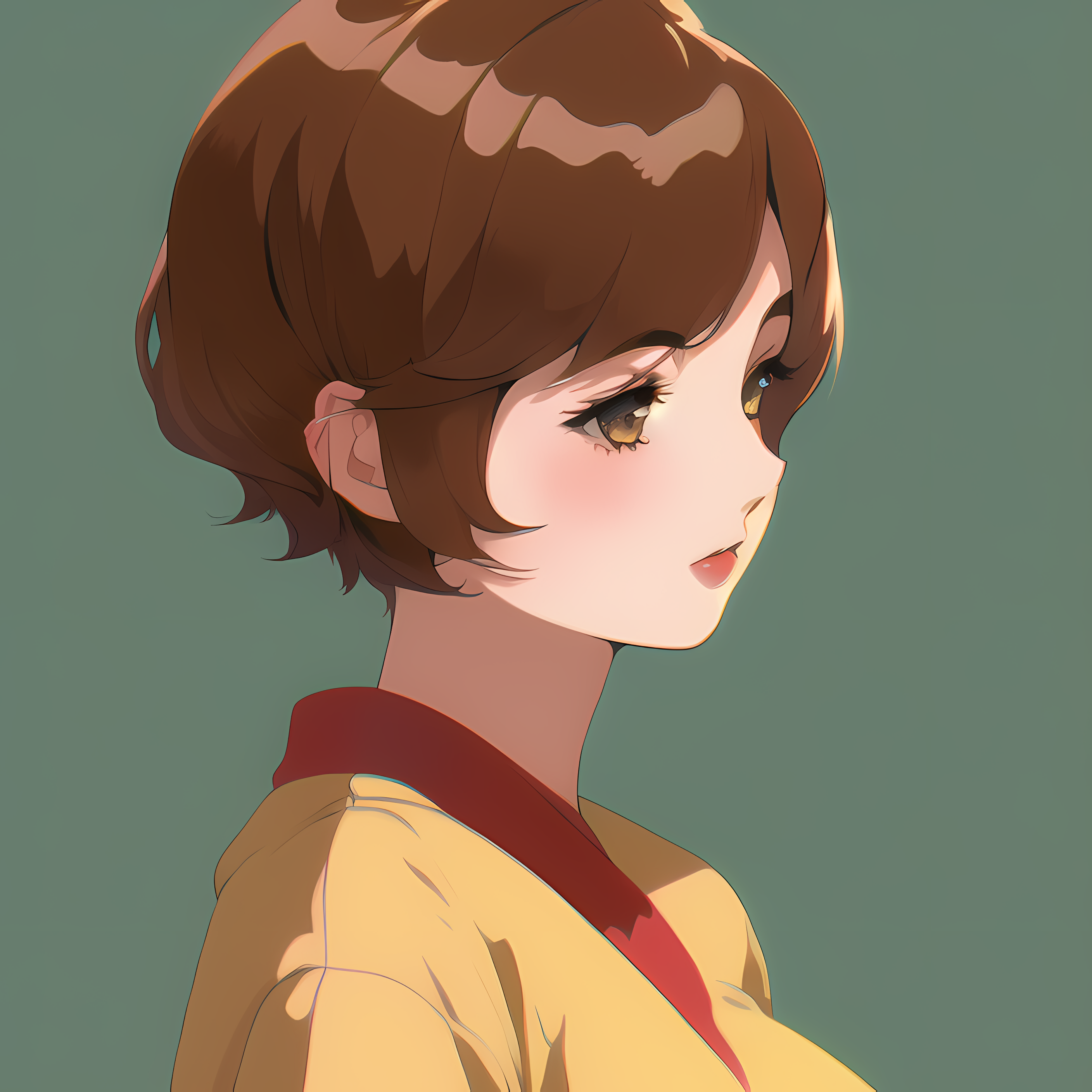 Anime girl with brown hair and brown eyes HD Wallpaper