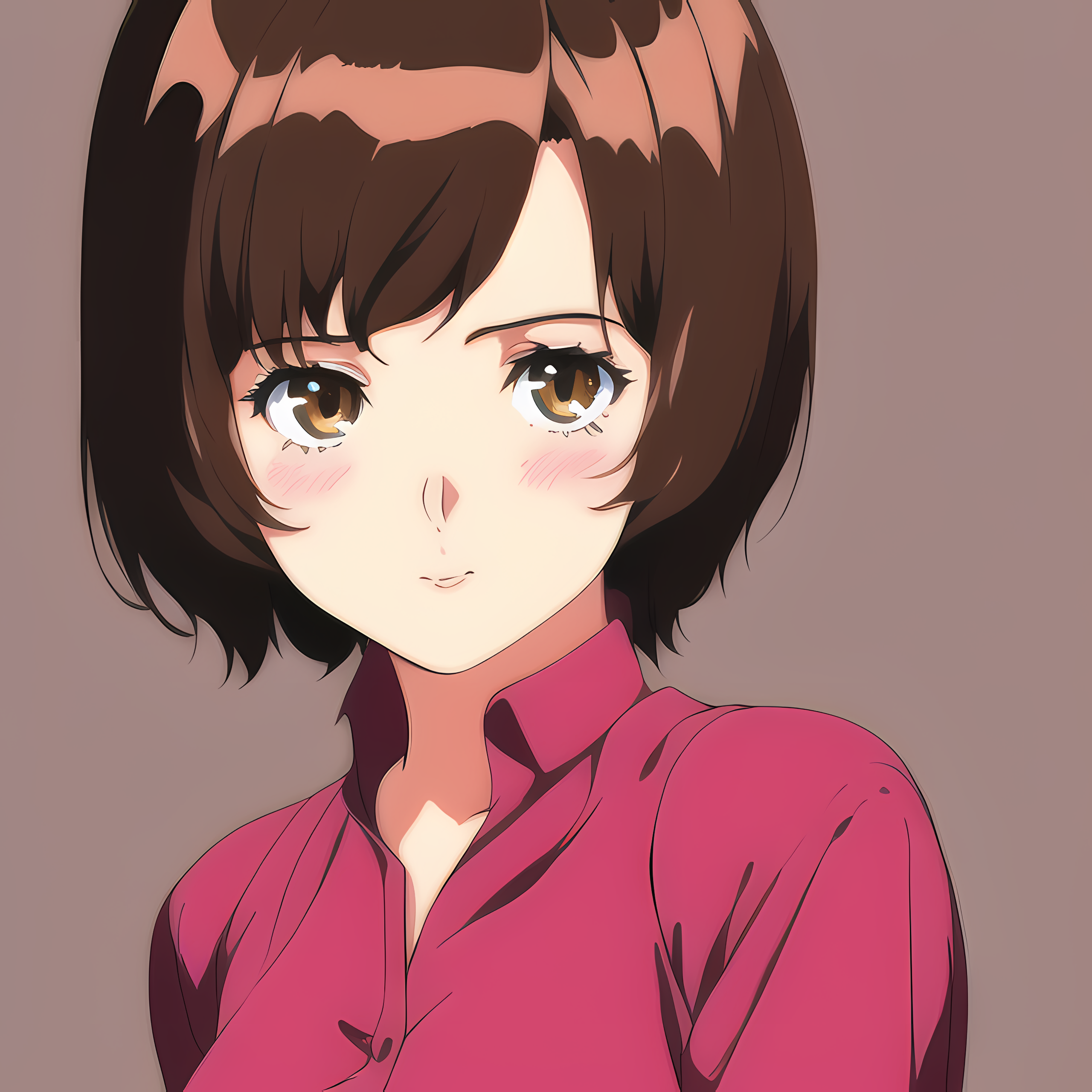 Anime girl with brown hair and brown eyes HD Wallpaper