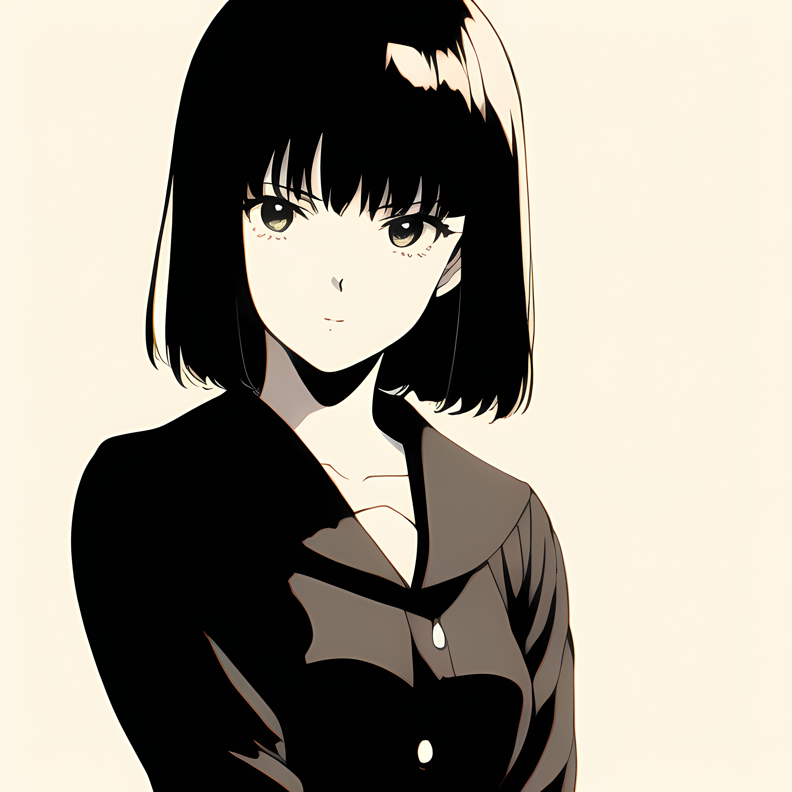 Anime girl with short black hair HD Wallpaper