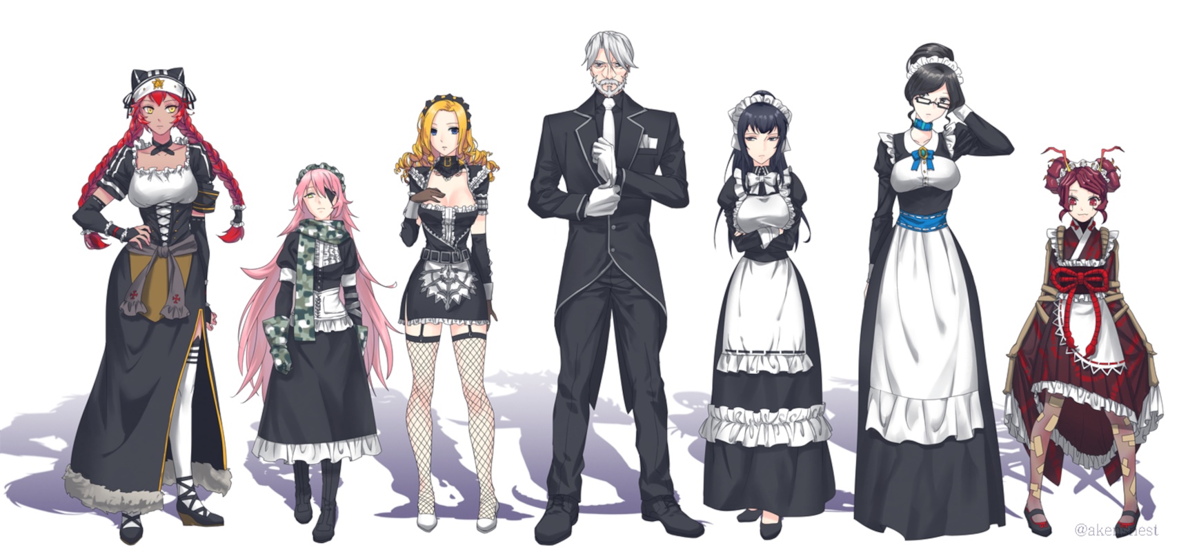 Pleiades from Overlord in Maid Outfits HD Wallpaper