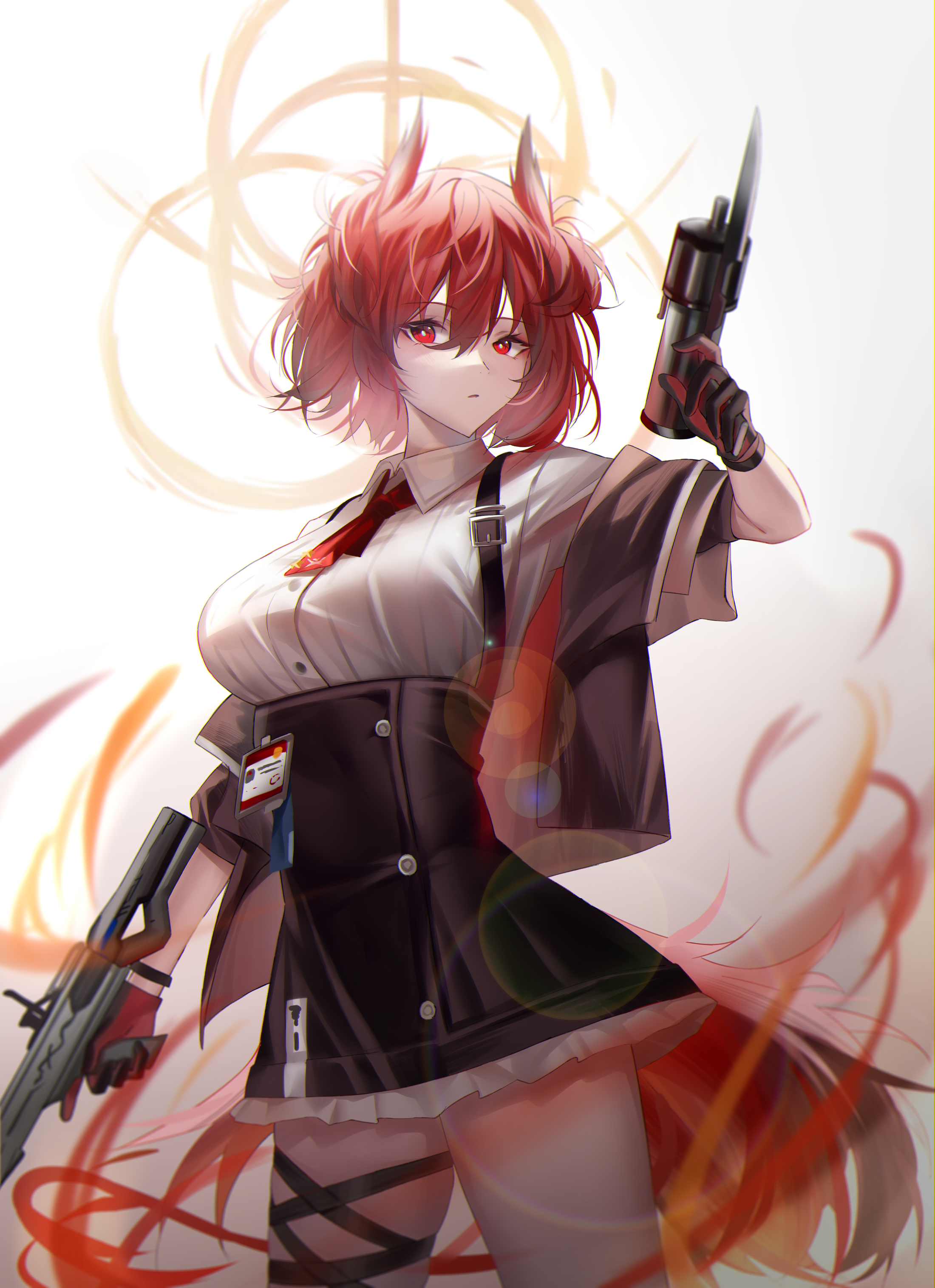 Fiammetta from Arknights holding guns HD Phone Wallpaper