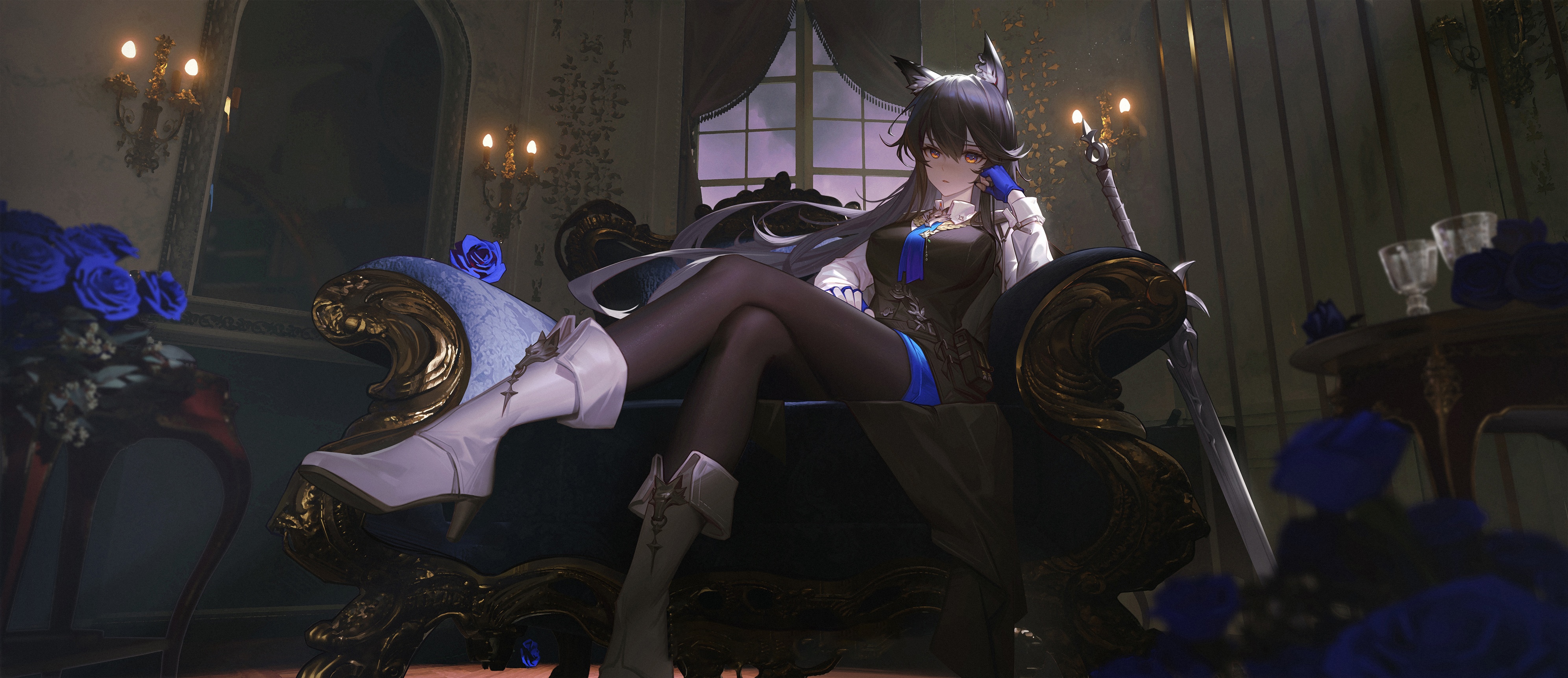 4K Texas The Omertosa Arknights wolf girl with sword HD Wallpaper