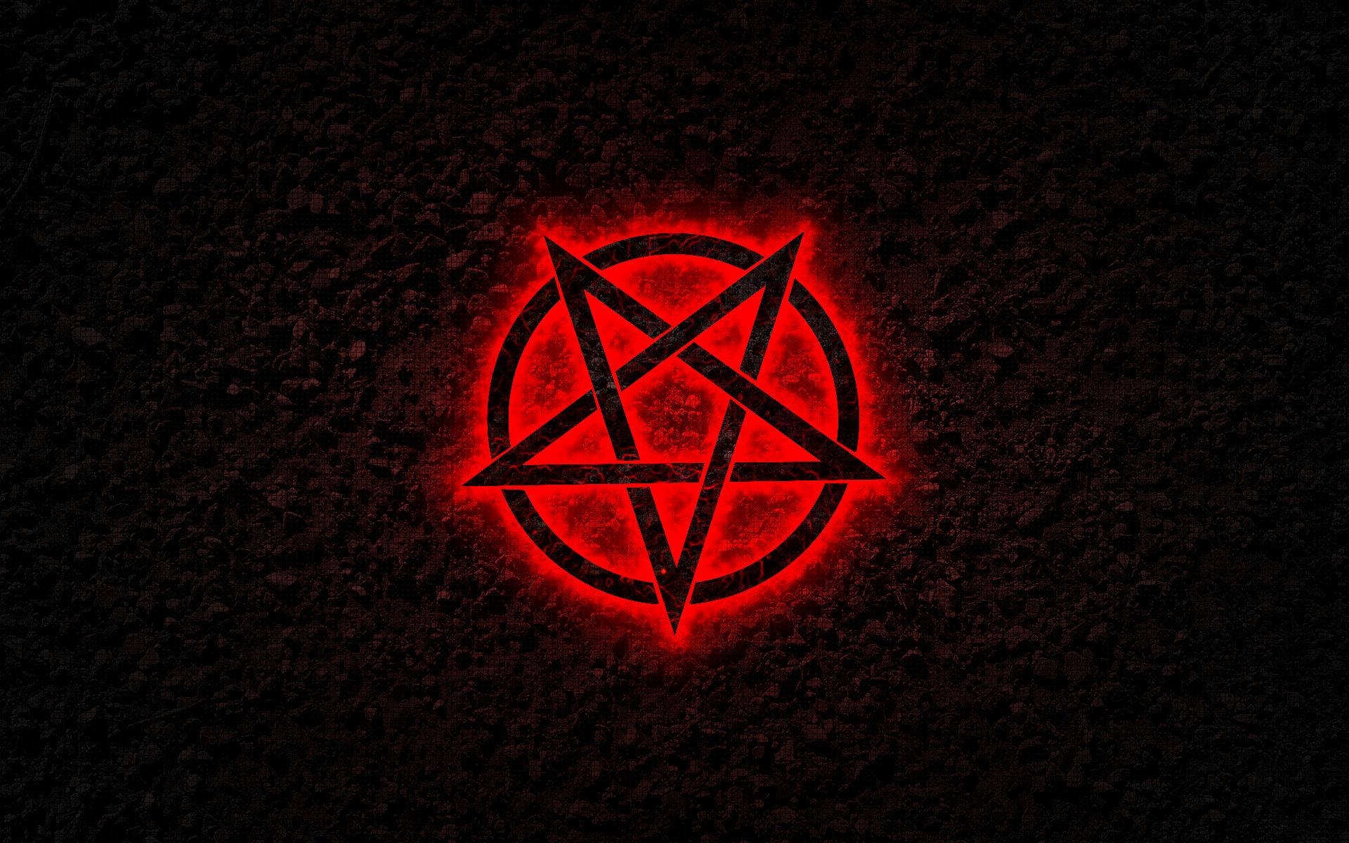 Red pentagram on a dark textured background HD Wallpaper