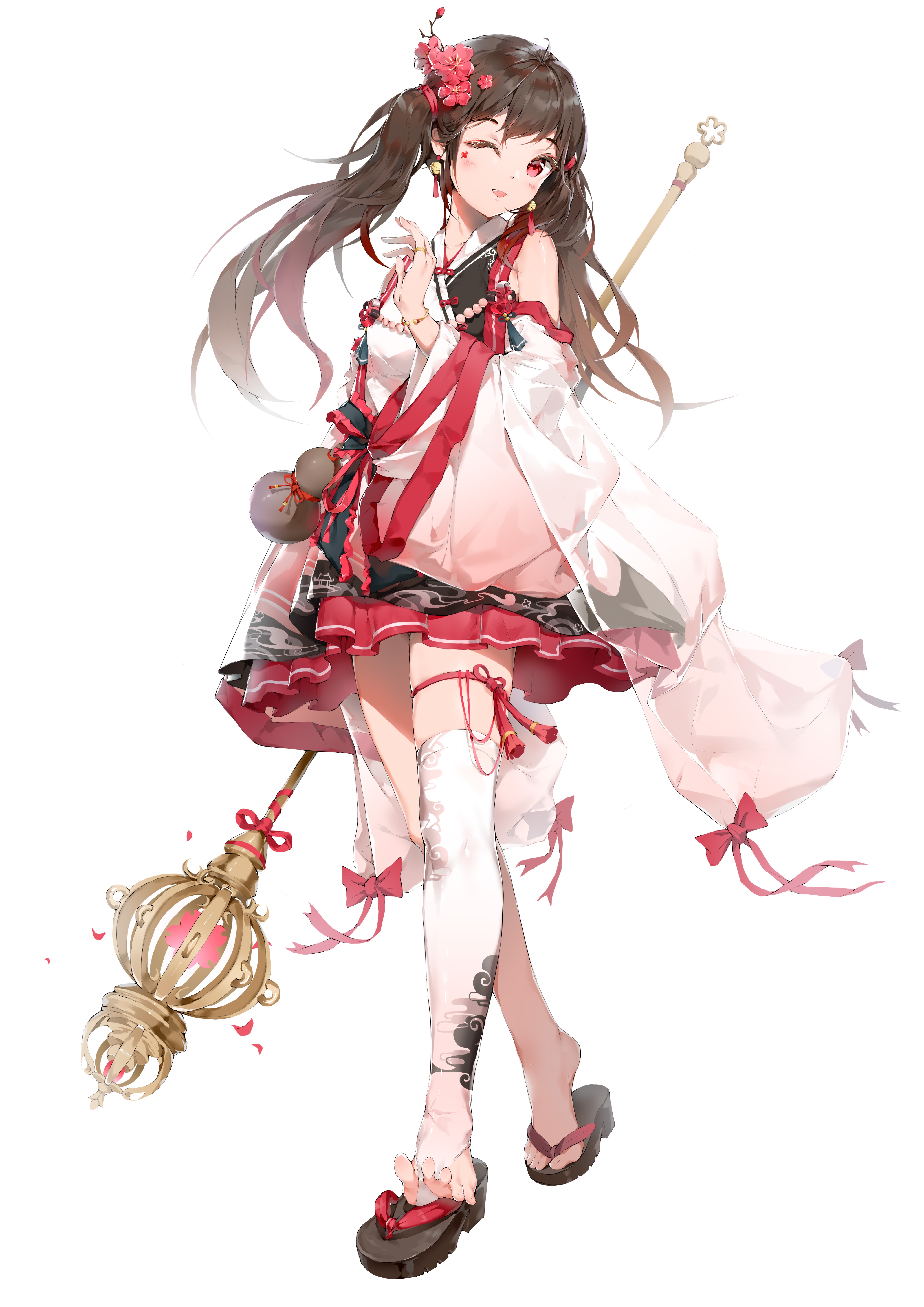 4K Sinicism Anime Girl with Staff HD Phone Wallpaper