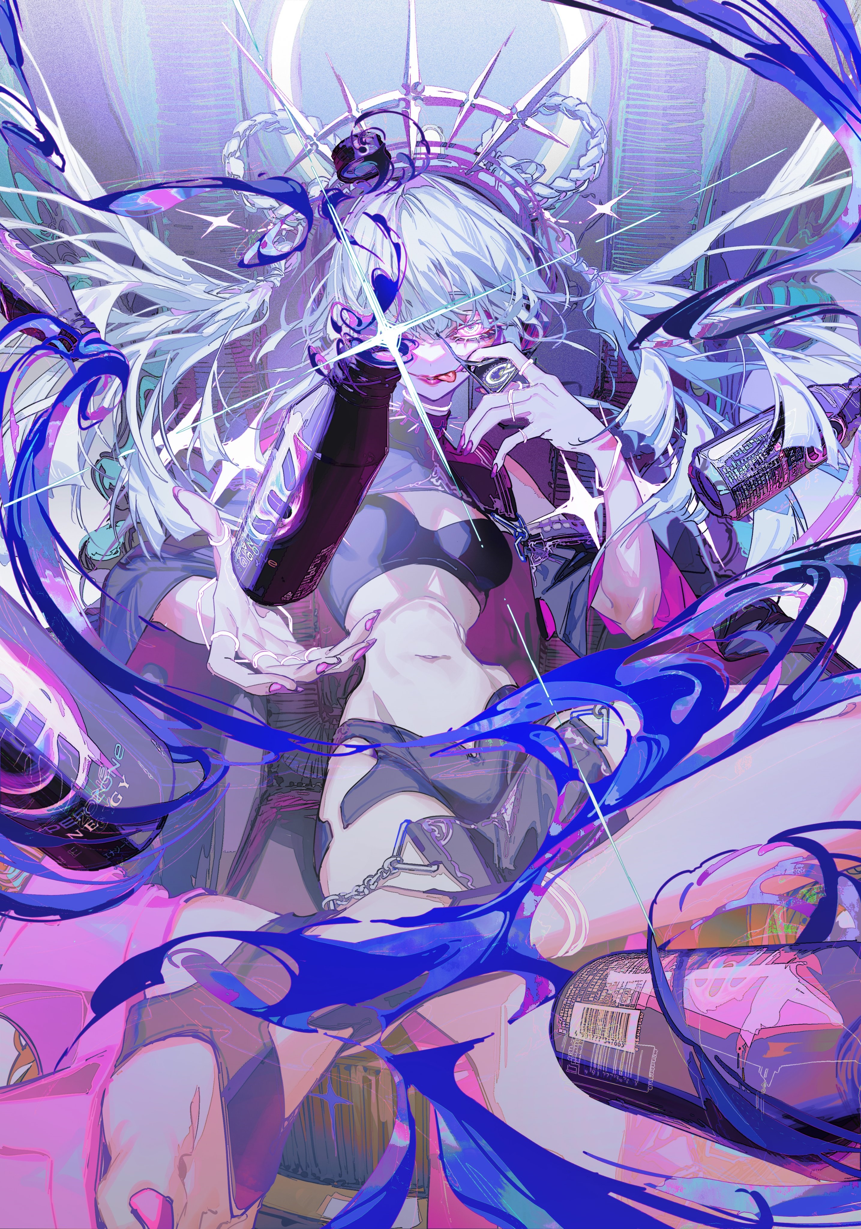 Rolua Noa with white twintails and tongue out HD Phone Wallpaper