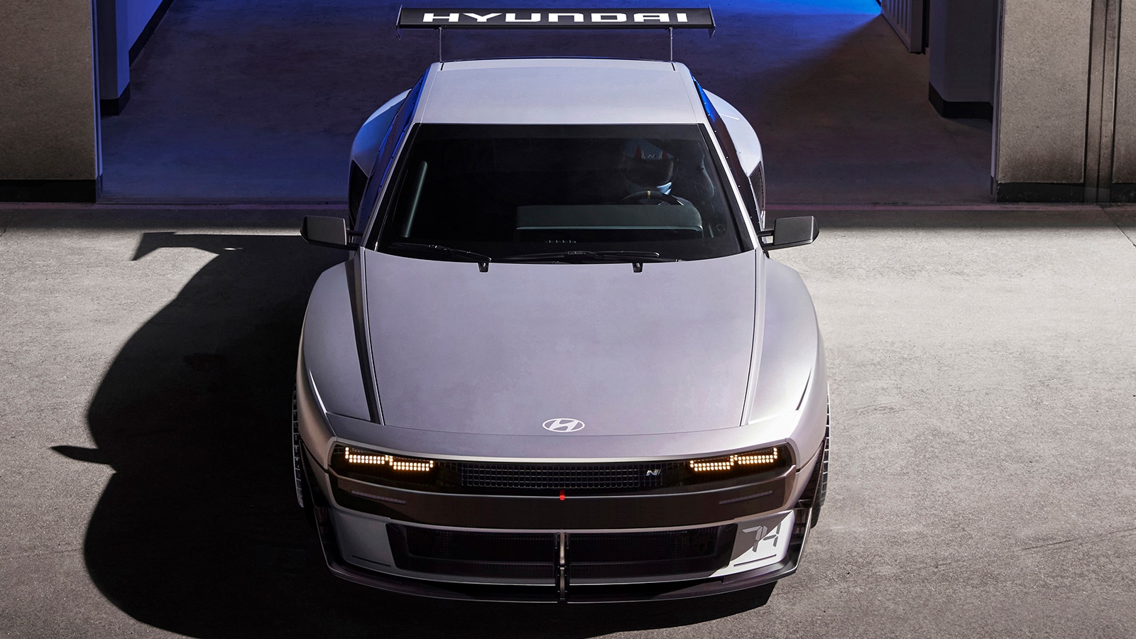 Hyundai N Vision 74 concept car with spoiler HD Wallpaper
