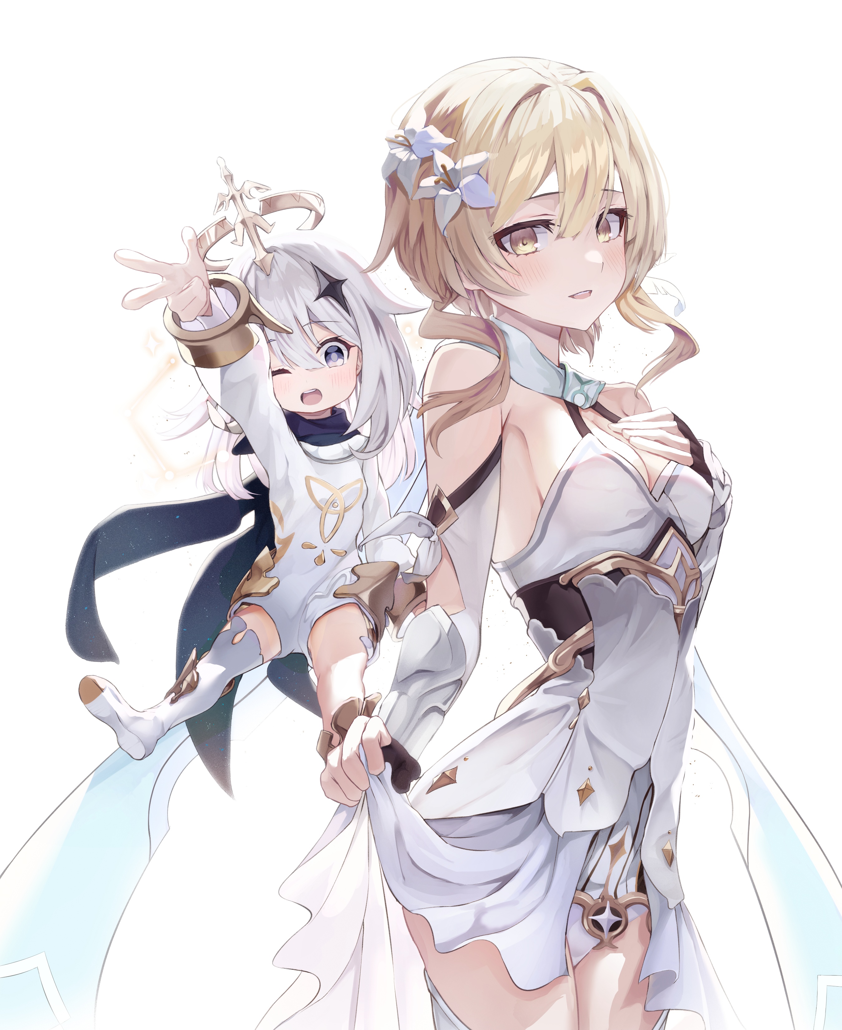 Lumine and Paimon from Genshin Impact HD Phone Wallpaper