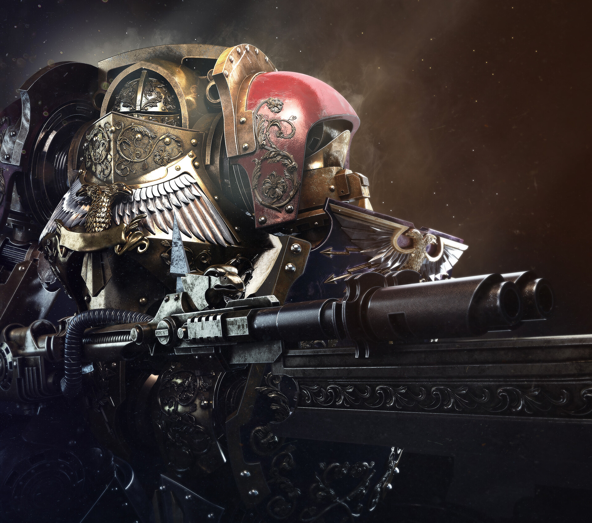 Warhammer 40,000 Adeptus Custodes with Bolter HD Wallpaper