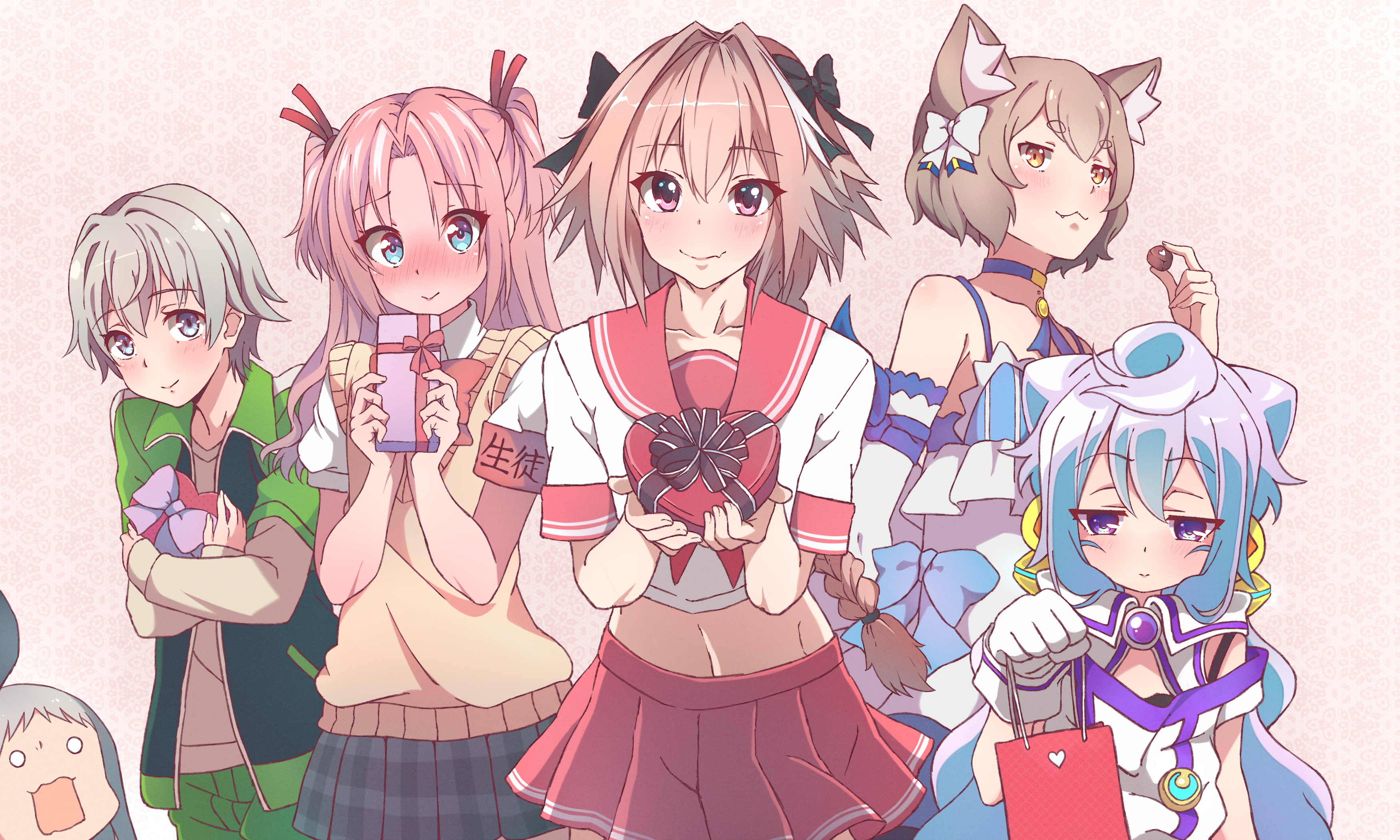 Astolfo, Felix, and friends with Valentine's gifts HD Wallpaper