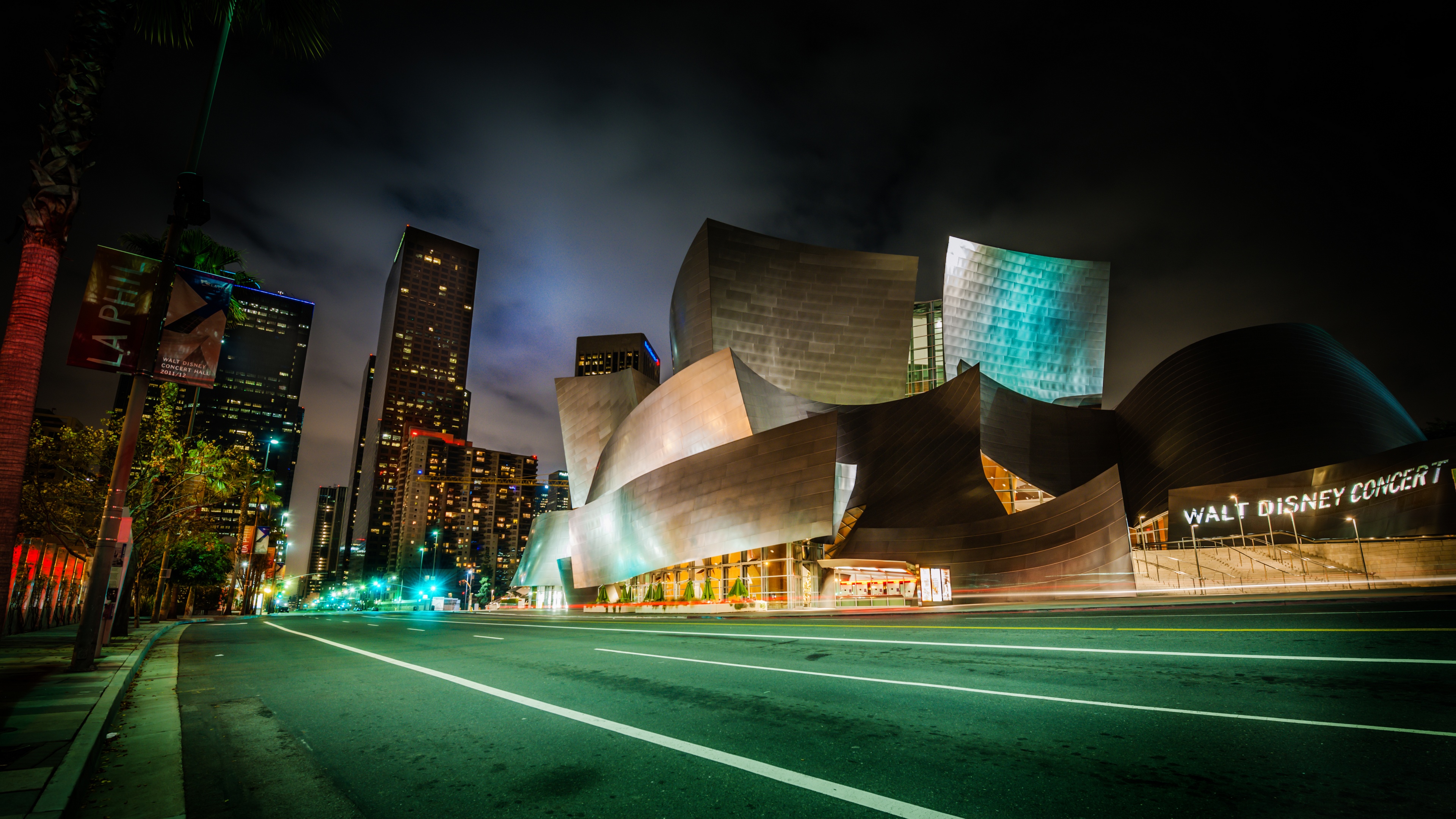 Walt Disney Concert Hall Los Angeles at Night HD Wallpaper