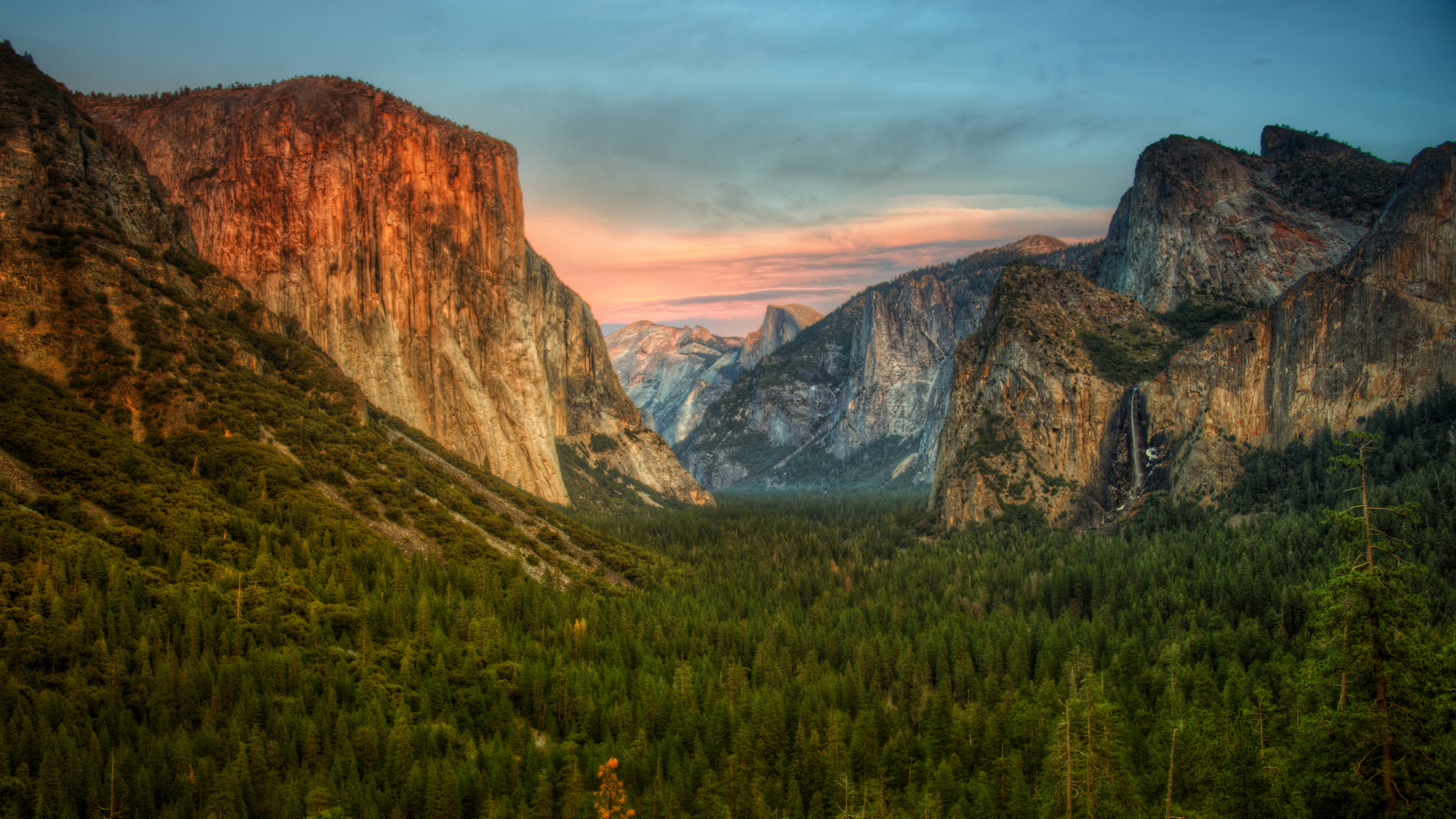 4K Yosemite Valley at Sunset Glow HD Wallpaper