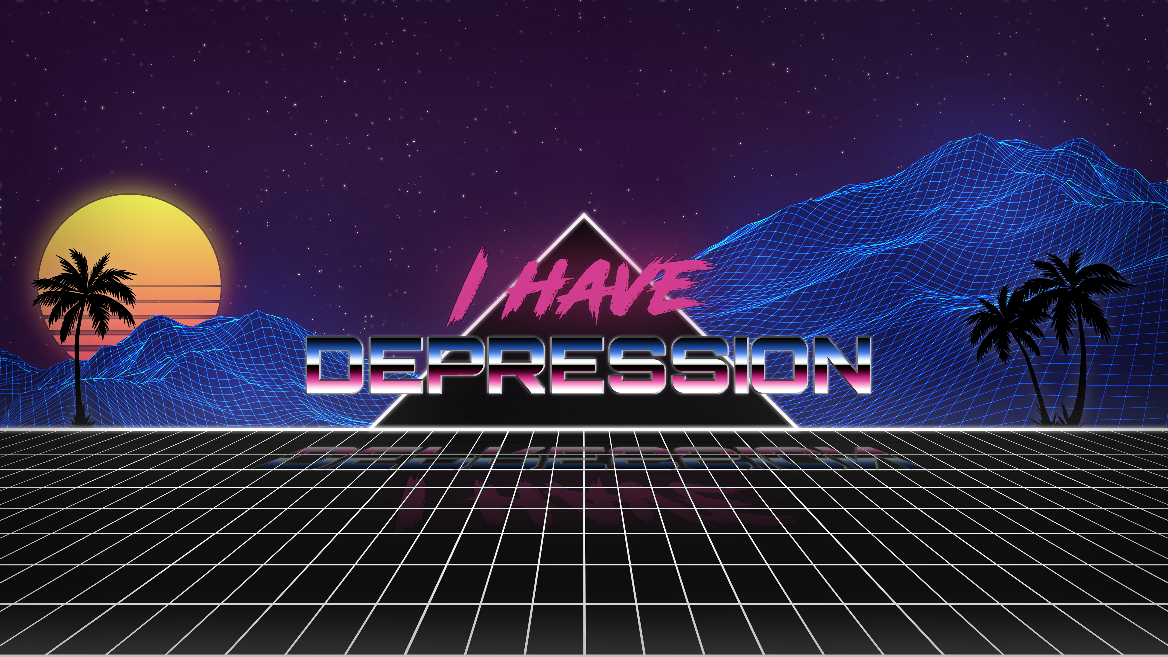 I Have Depression Retro Vaporwave Art HD Wallpaper