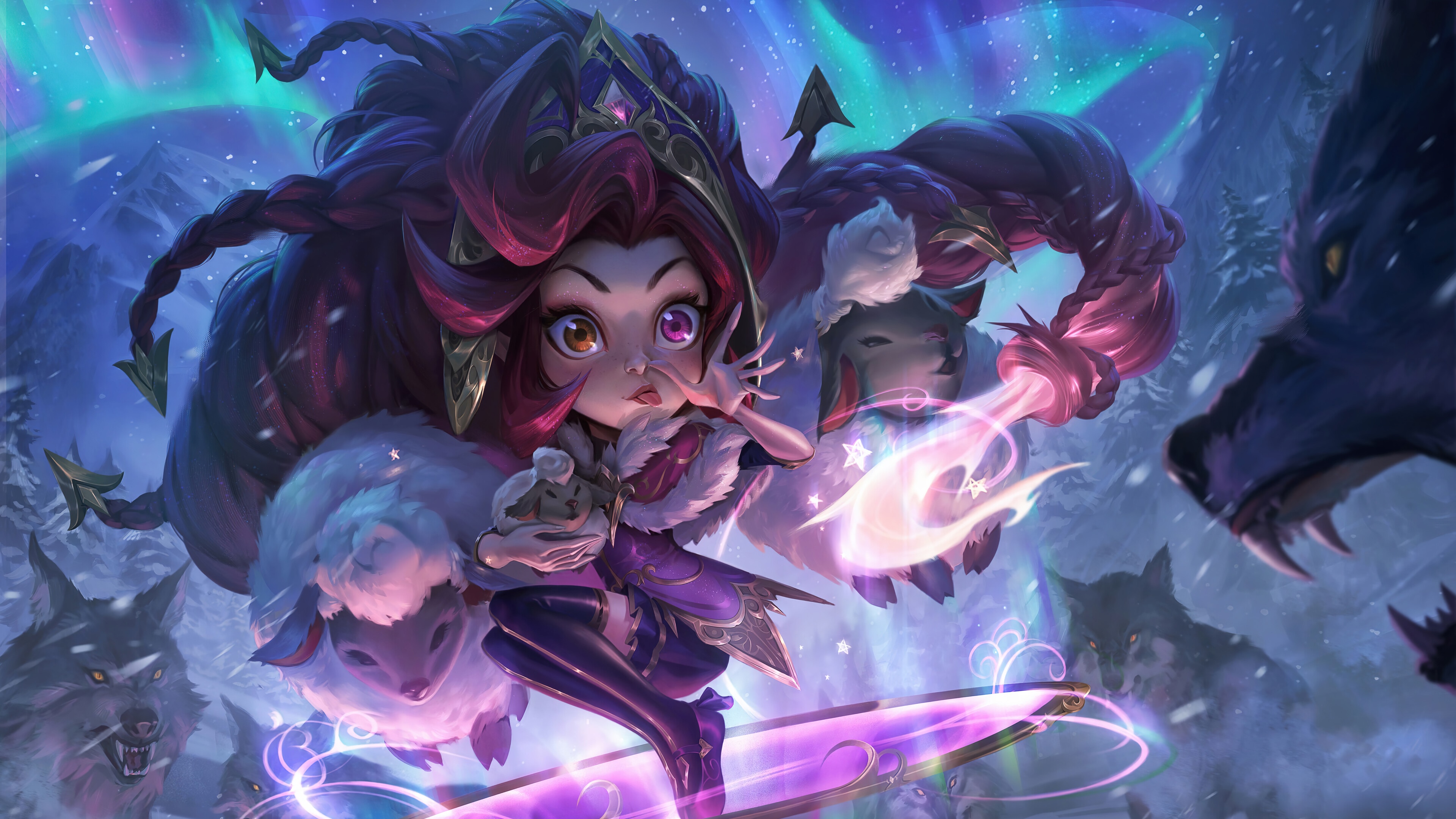 4K League of Legends Zoe Winterblessed Video Game Art HD Wallpaper