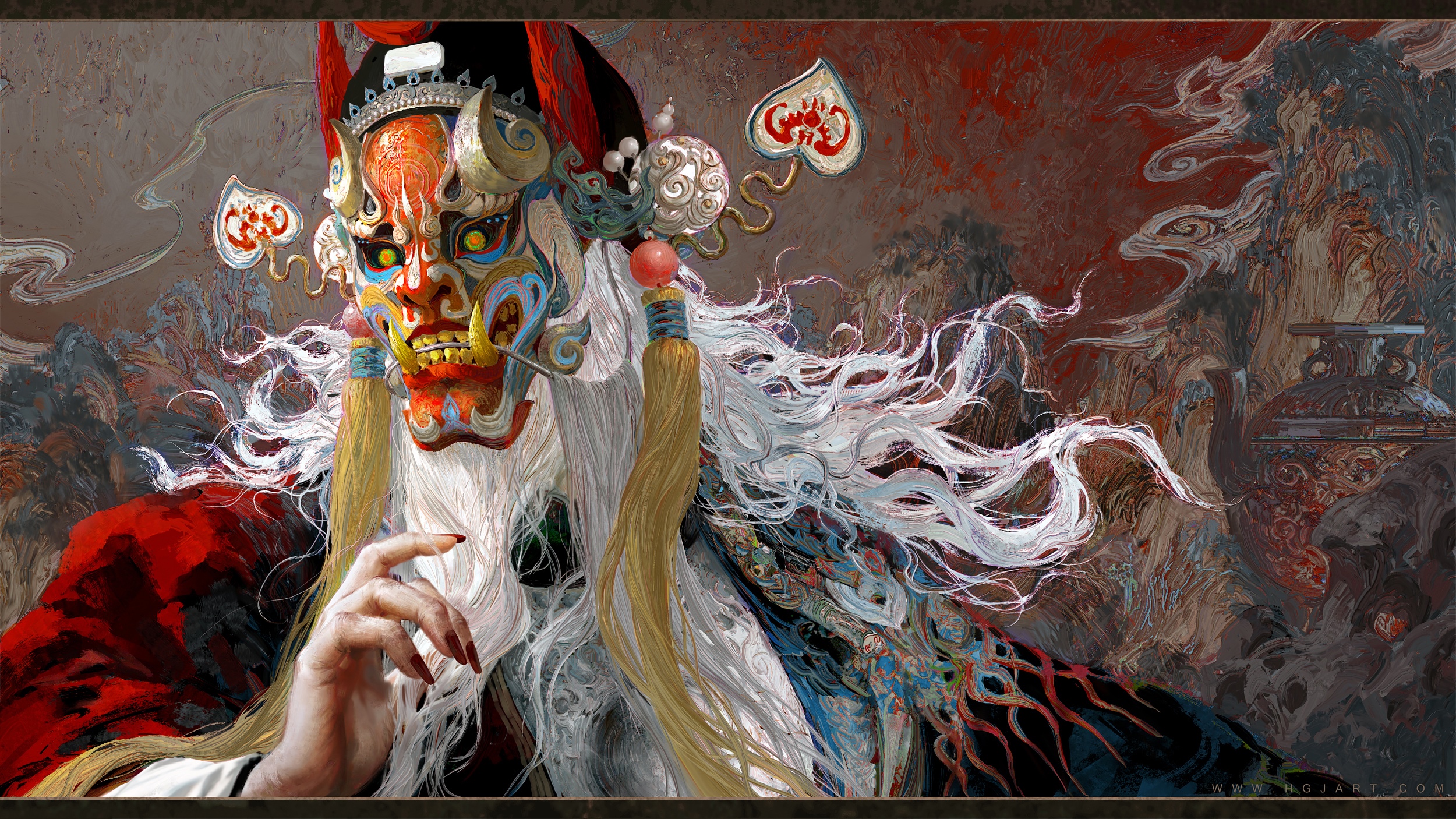 Huang Guangjian's Peking Opera Mask Artwork HD Wallpaper