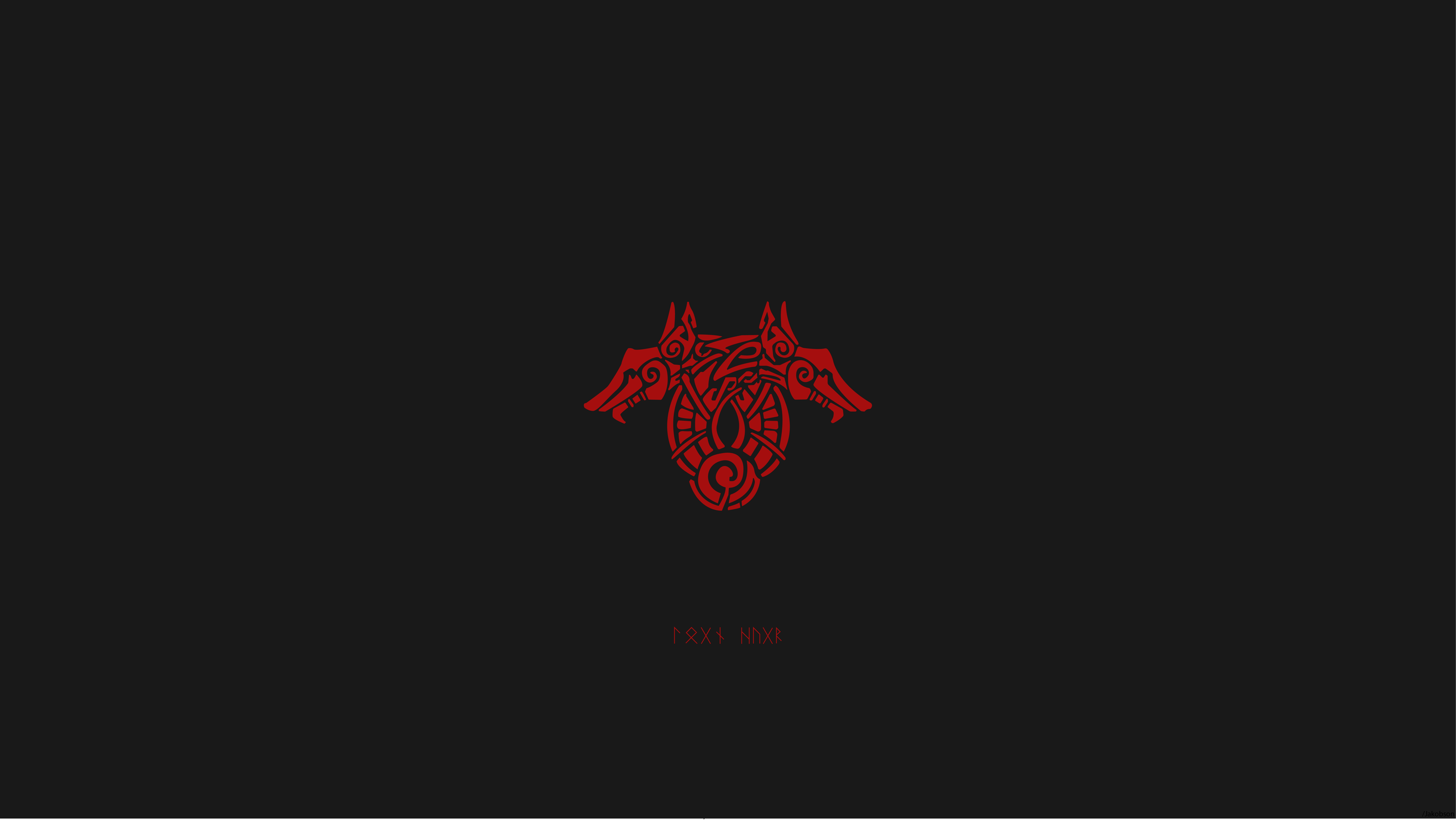 4K Nordic Wolf Symbol with Runes HD Wallpaper