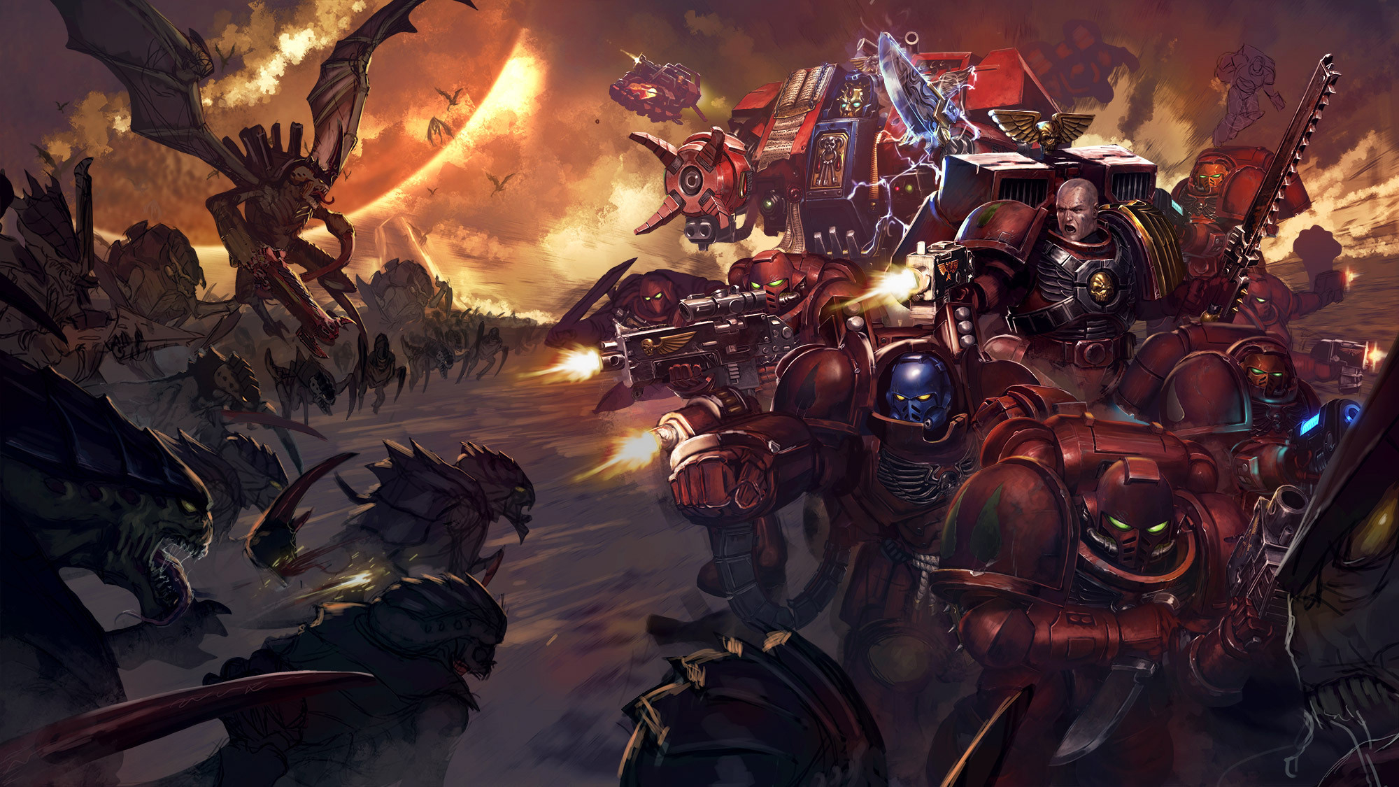 Warhammer 40,000 Blood Angels vs Tyranids HD Wallpaper