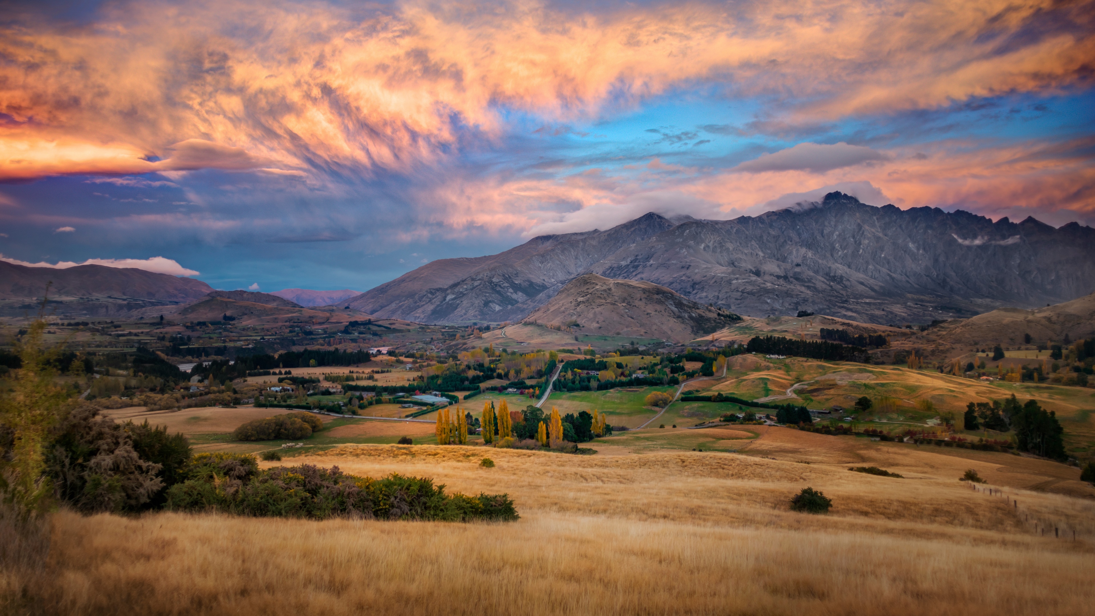 4K Sunset over Mountains in New Zealand HD Wallpaper