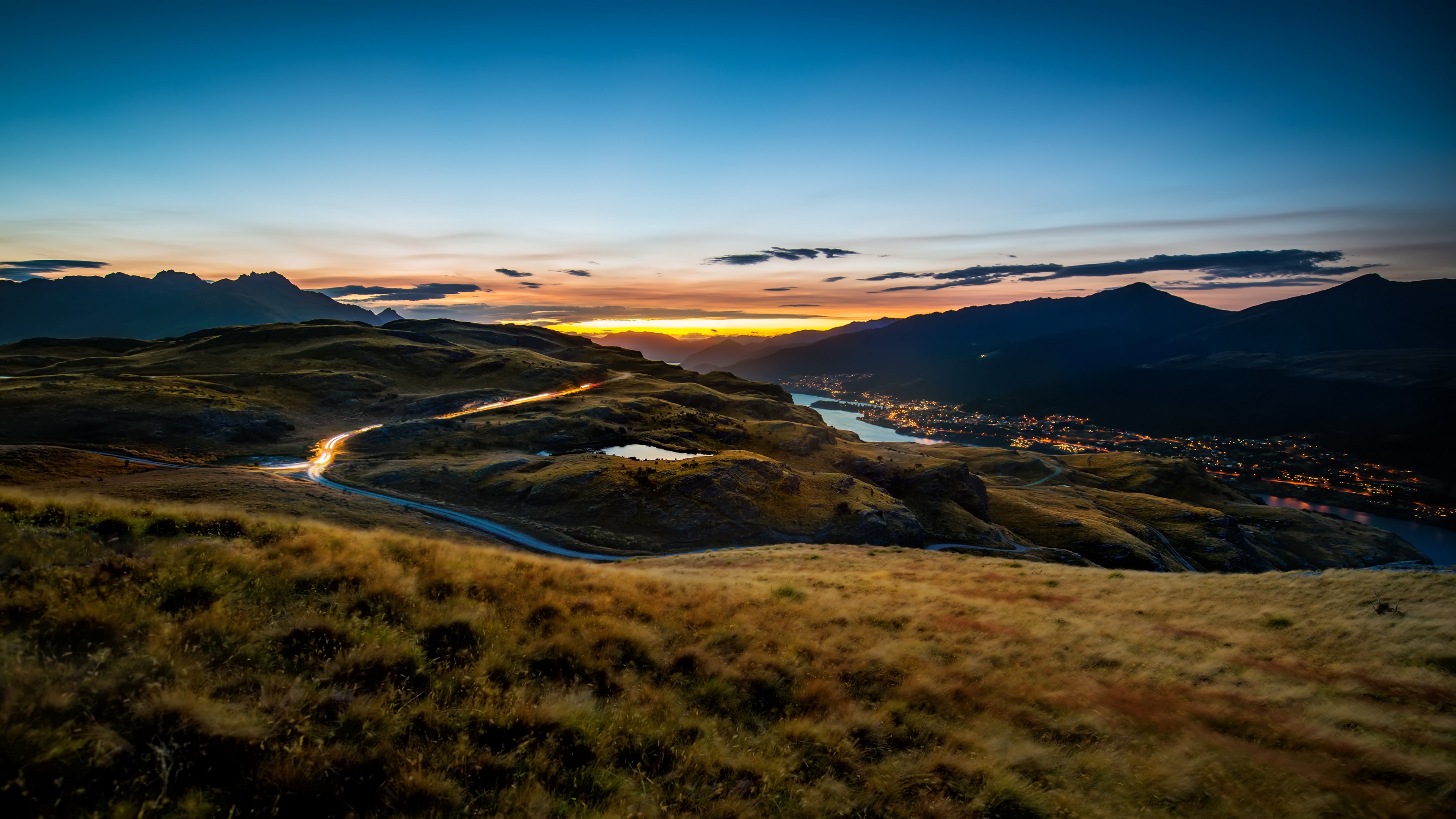 4K New Zealand landscape at sunset HD Wallpaper