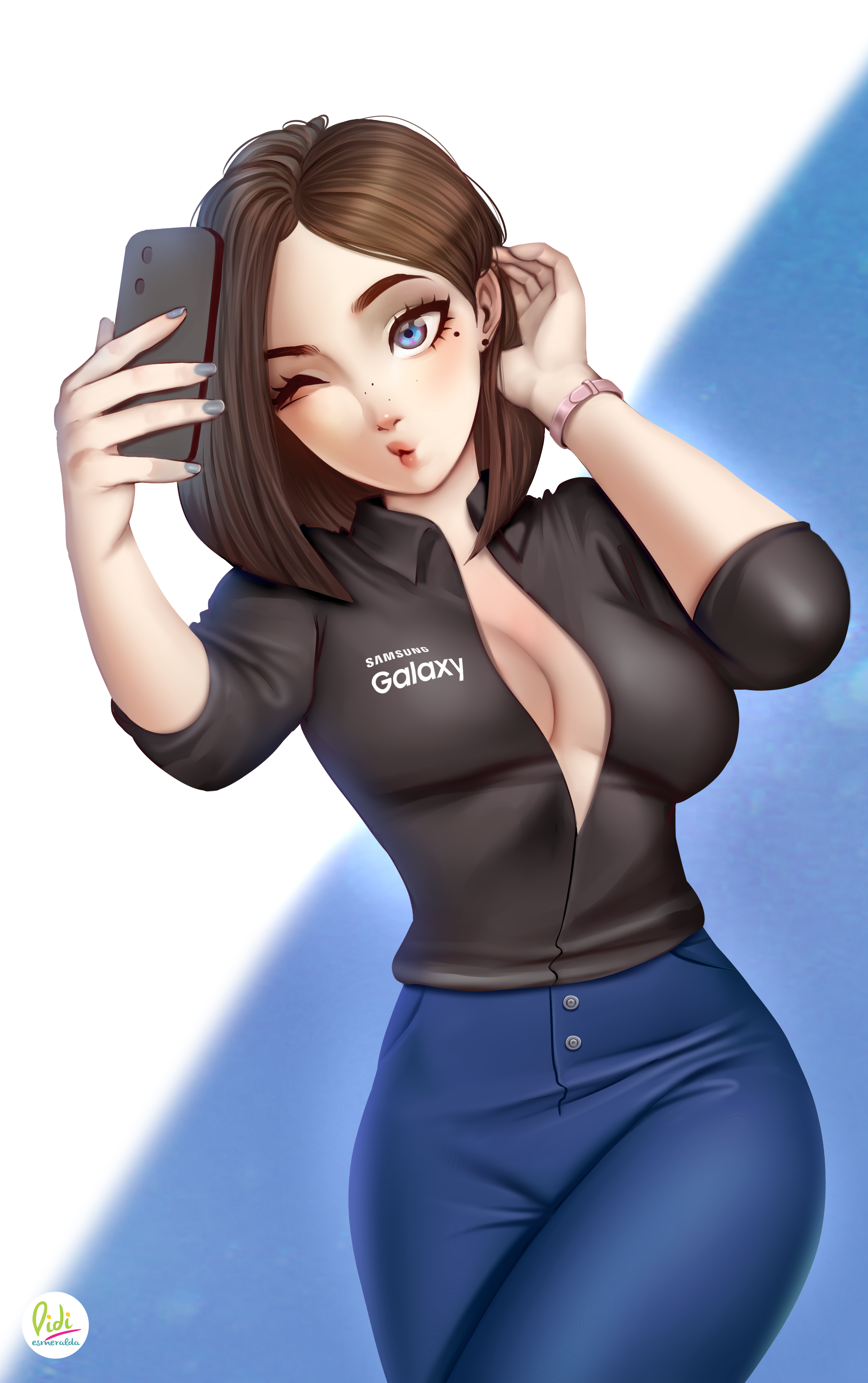Samsung Galaxy Girl Sam taking a selfie HD Phone Wallpaper