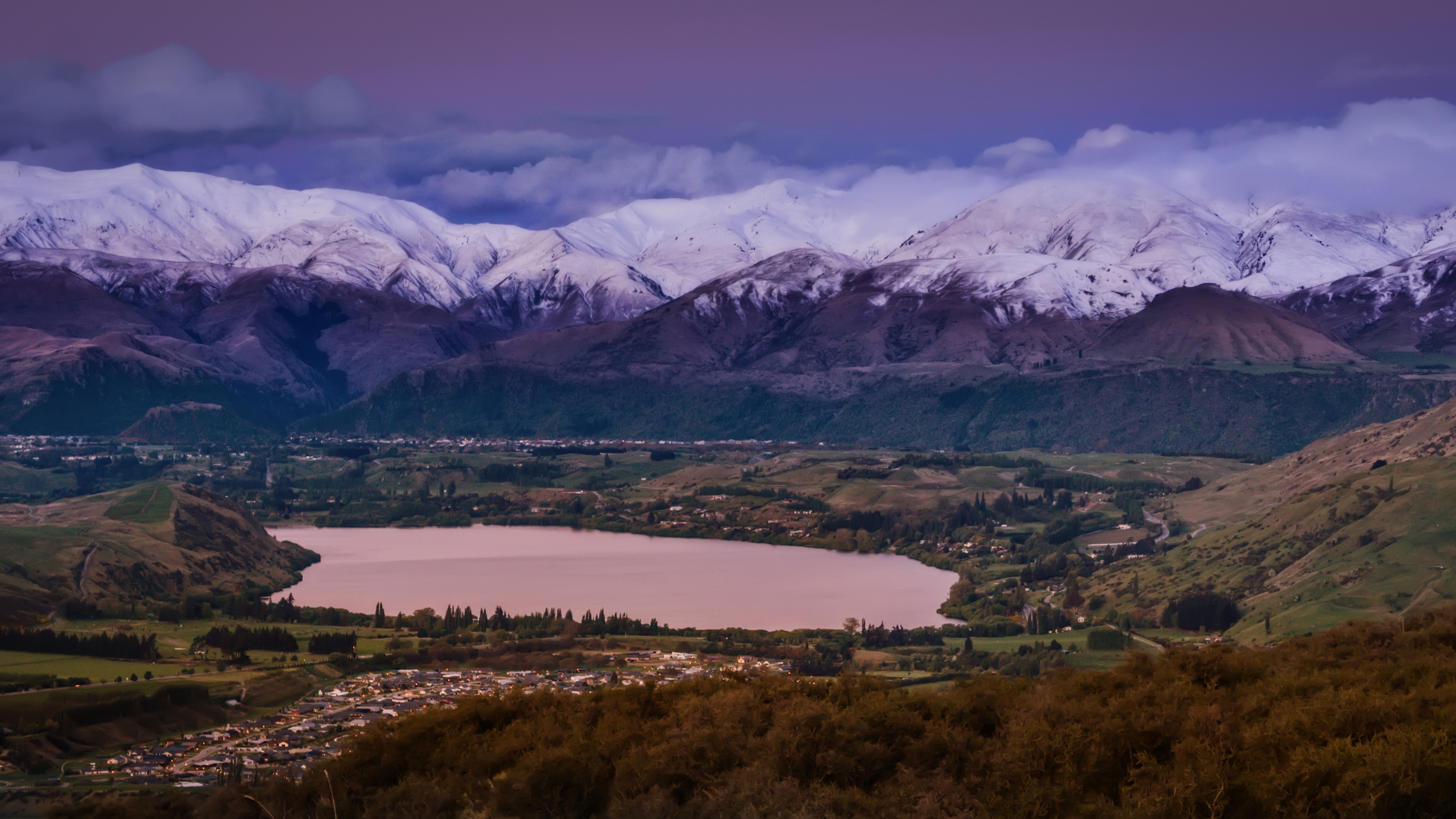 4K Queenstown New Zealand Snow Mountains and Lake Landscape HD Wallpaper
