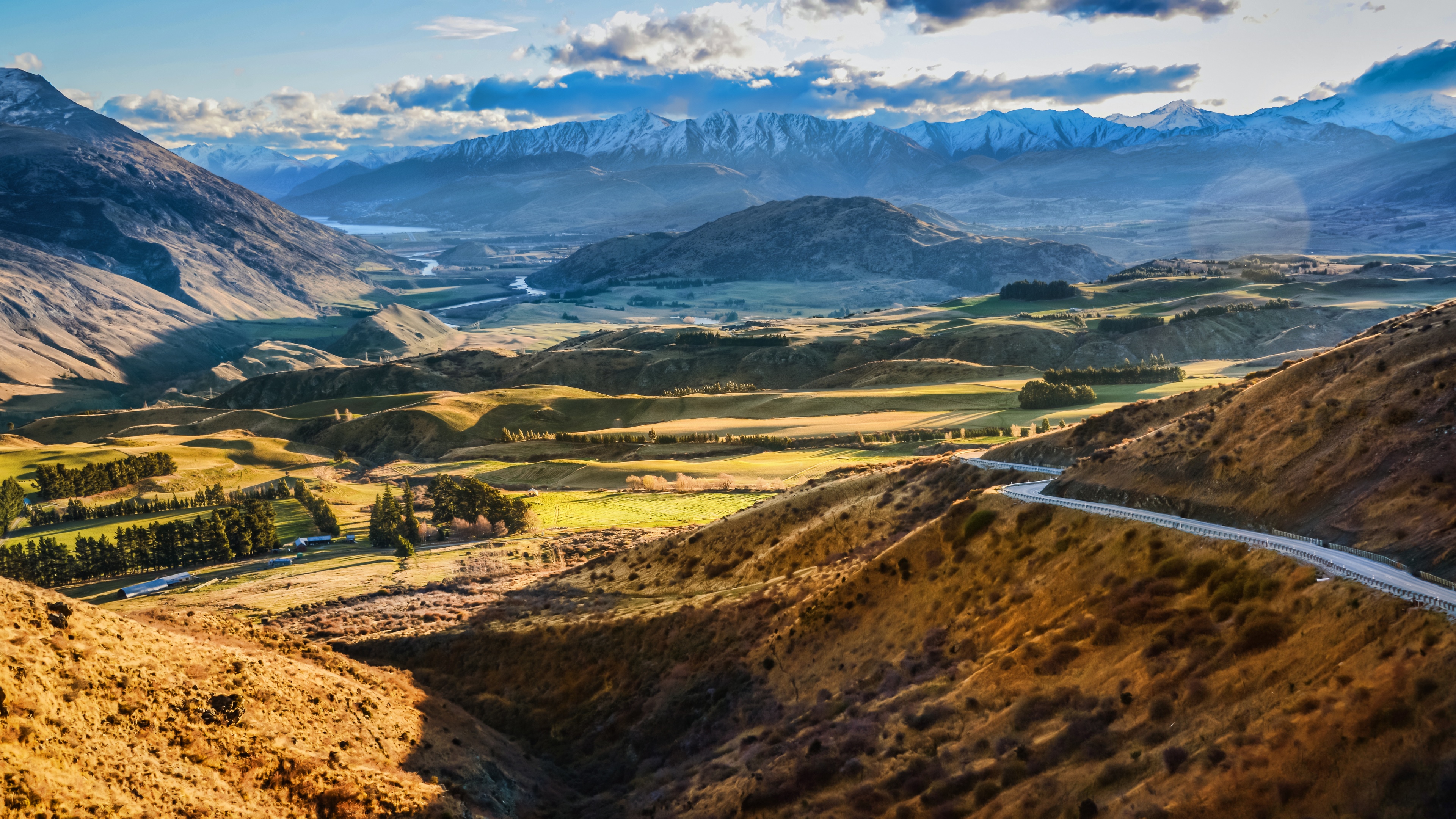 4K New Zealand Mountains Landscape with Road HD Wallpaper