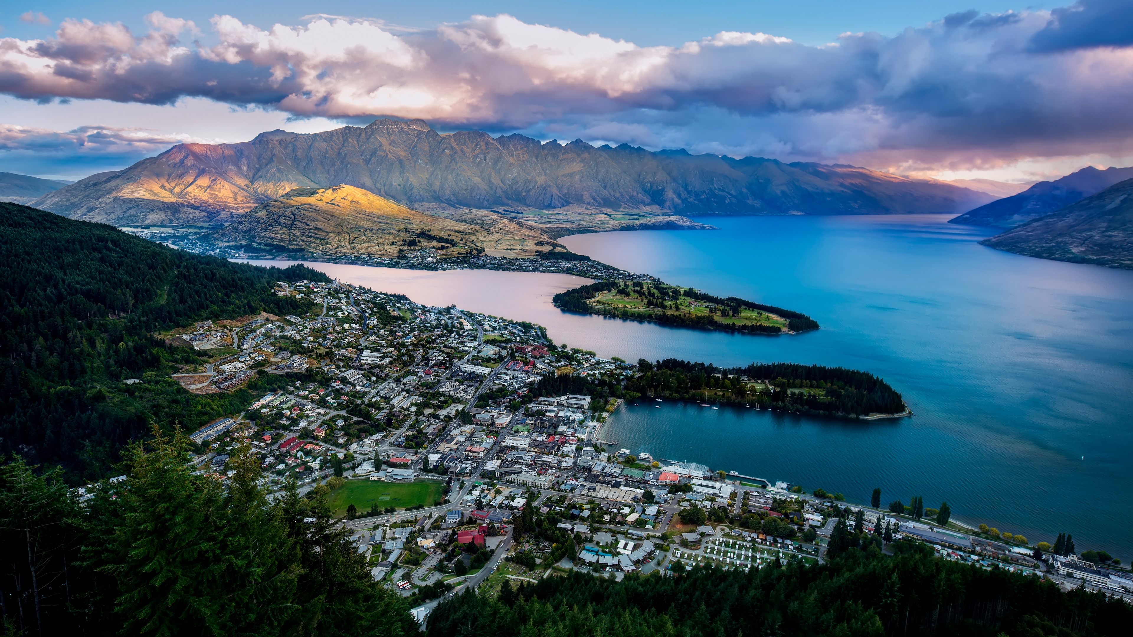 4K Aerial View of Queenstown, New Zealand HD Wallpaper