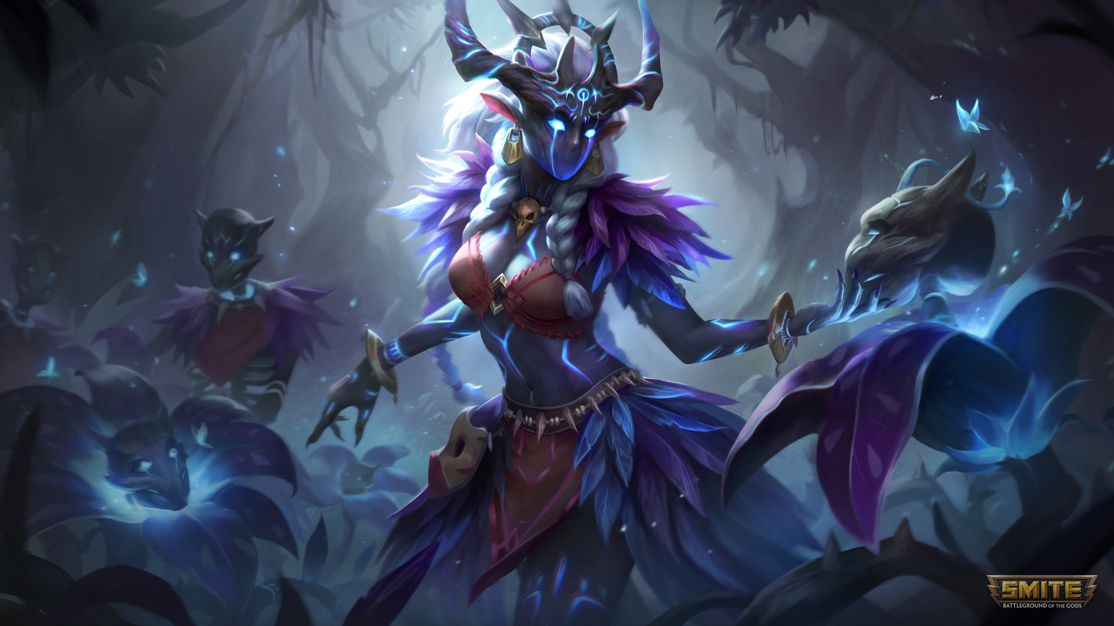 Smite fantasy art of a dark forest goddess HD Wallpaper