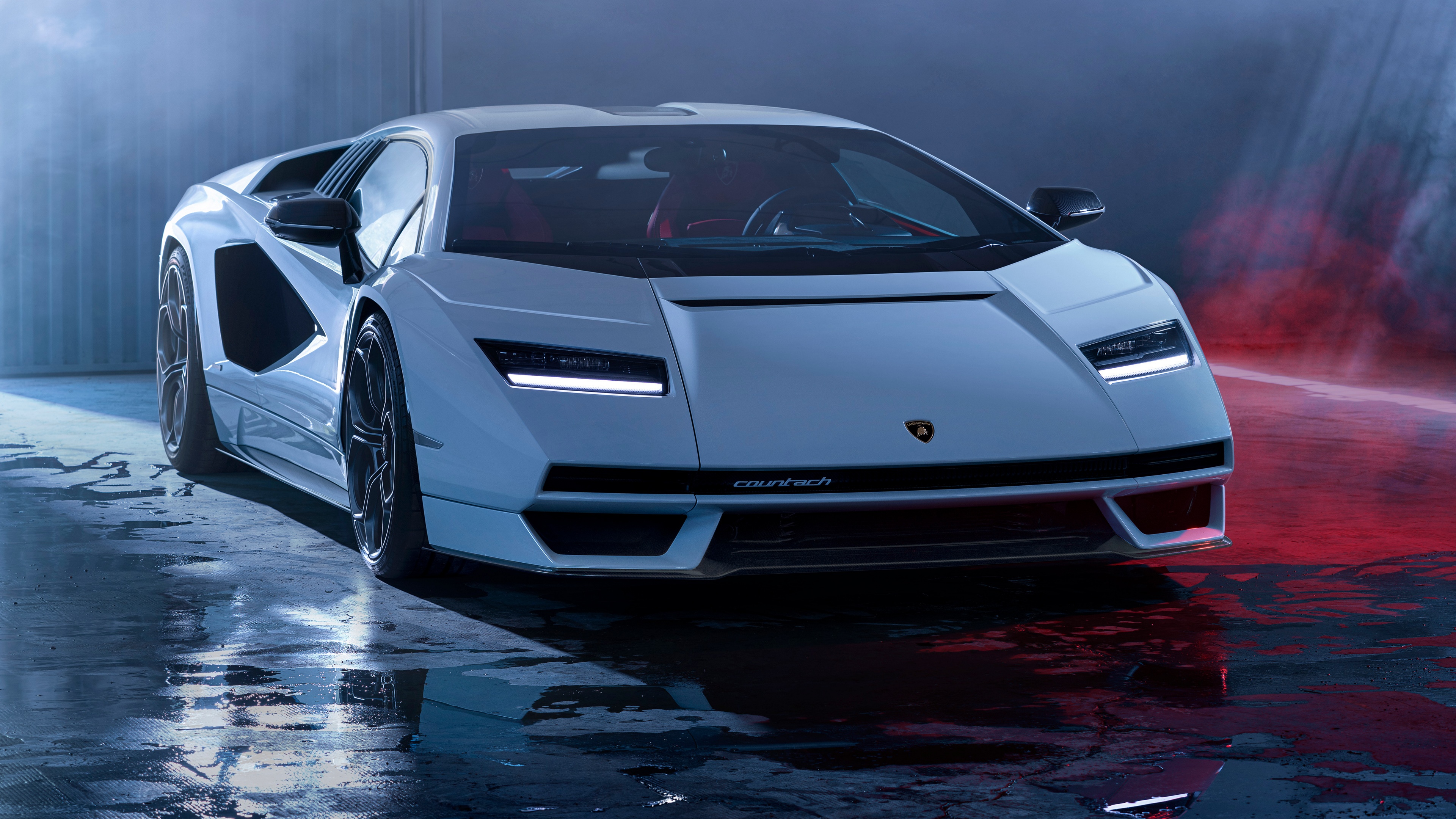 4K White Lamborghini Countach Sports Car HD Wallpaper