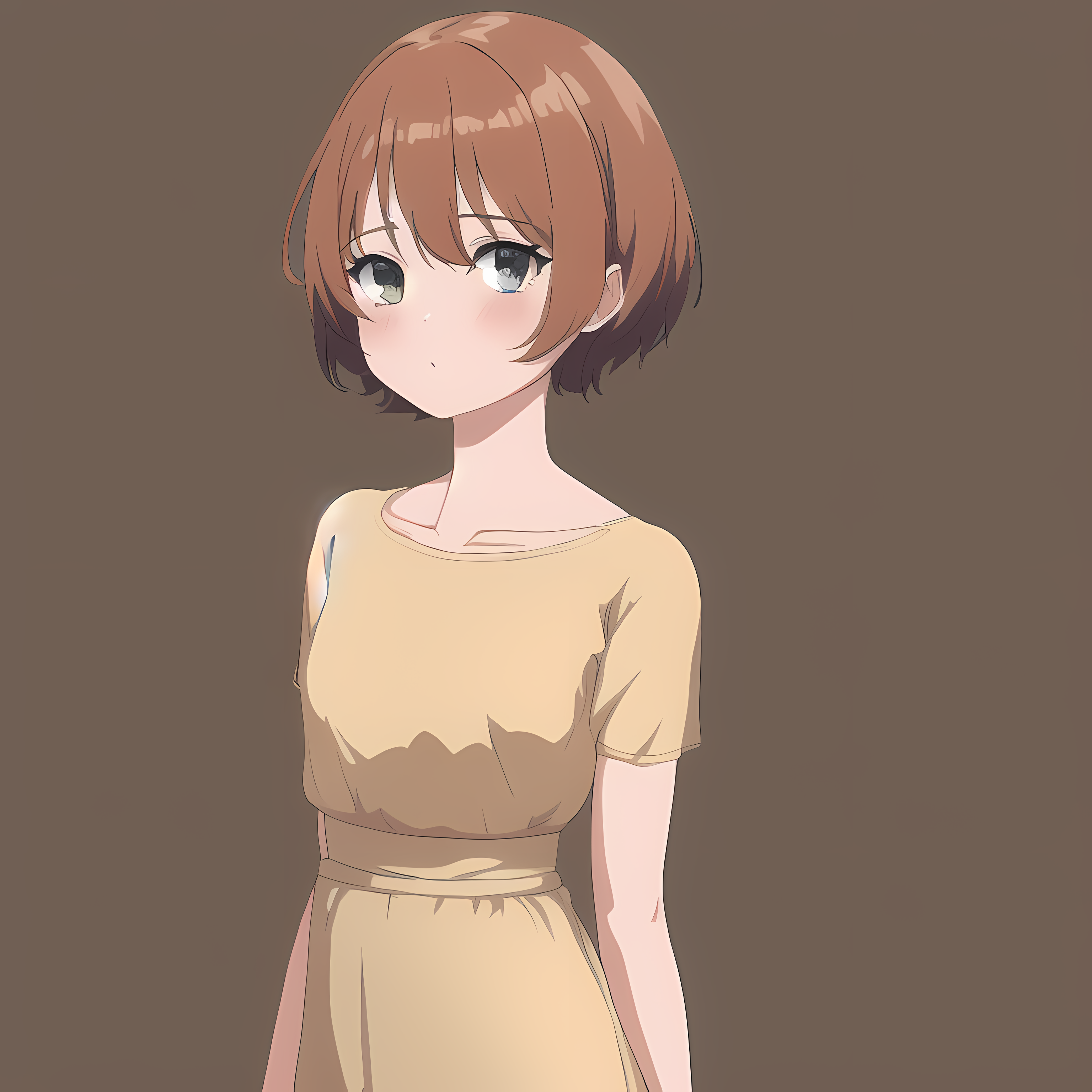 Anime girl with short brown hair HD Wallpaper