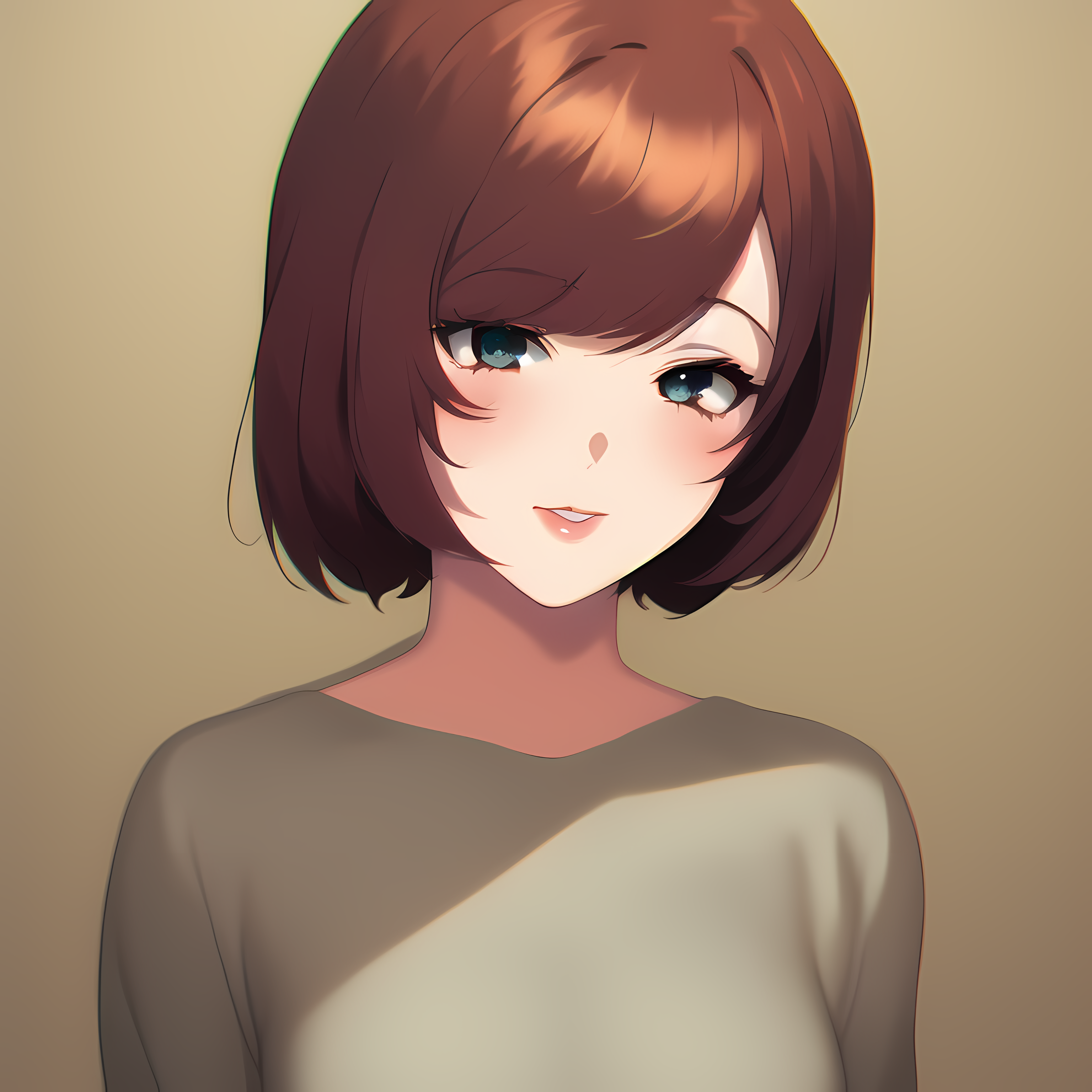 Anime girl with short brown hair HD Wallpaper