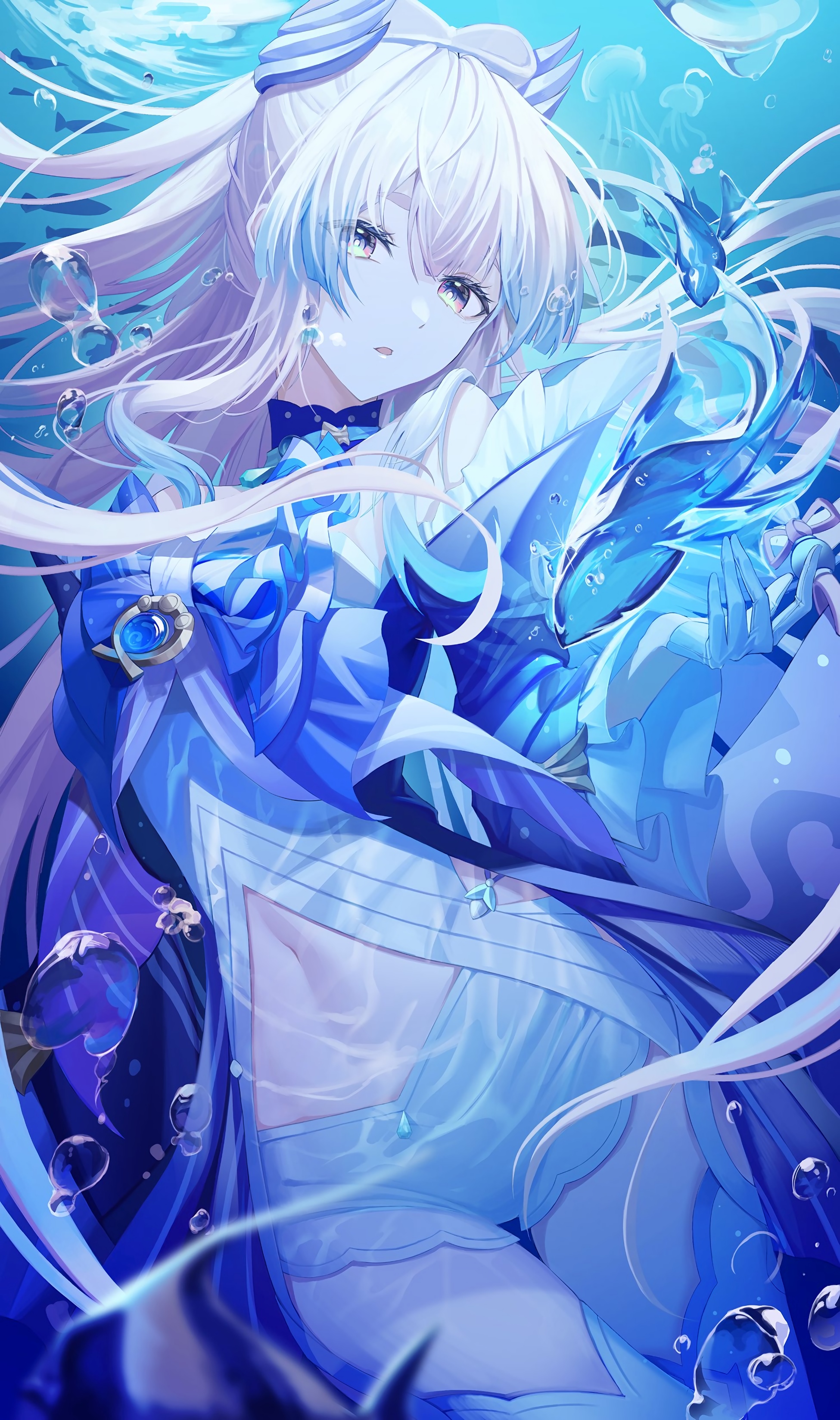 Sangonomiya Kokomi from Genshin Impact underwater HD Phone Wallpaper