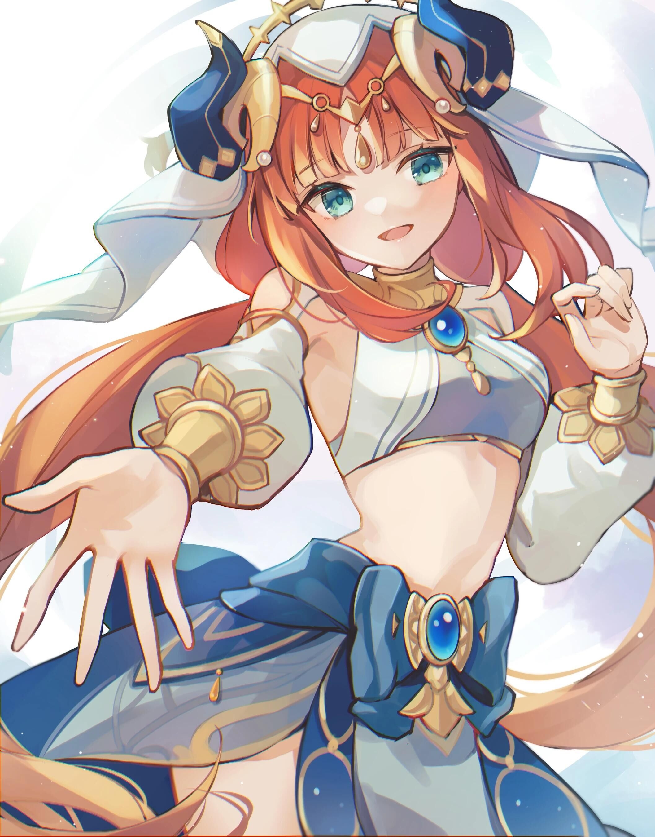 Nilou from Genshin Impact with orange twintails HD Phone Wallpaper