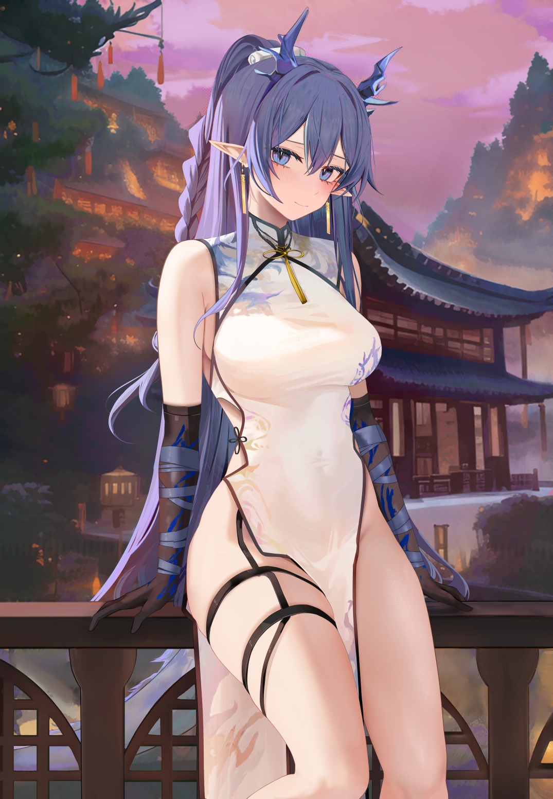 Ling Ru Zhai from Arknights in a white Chinese dress HD Phone Wallpaper