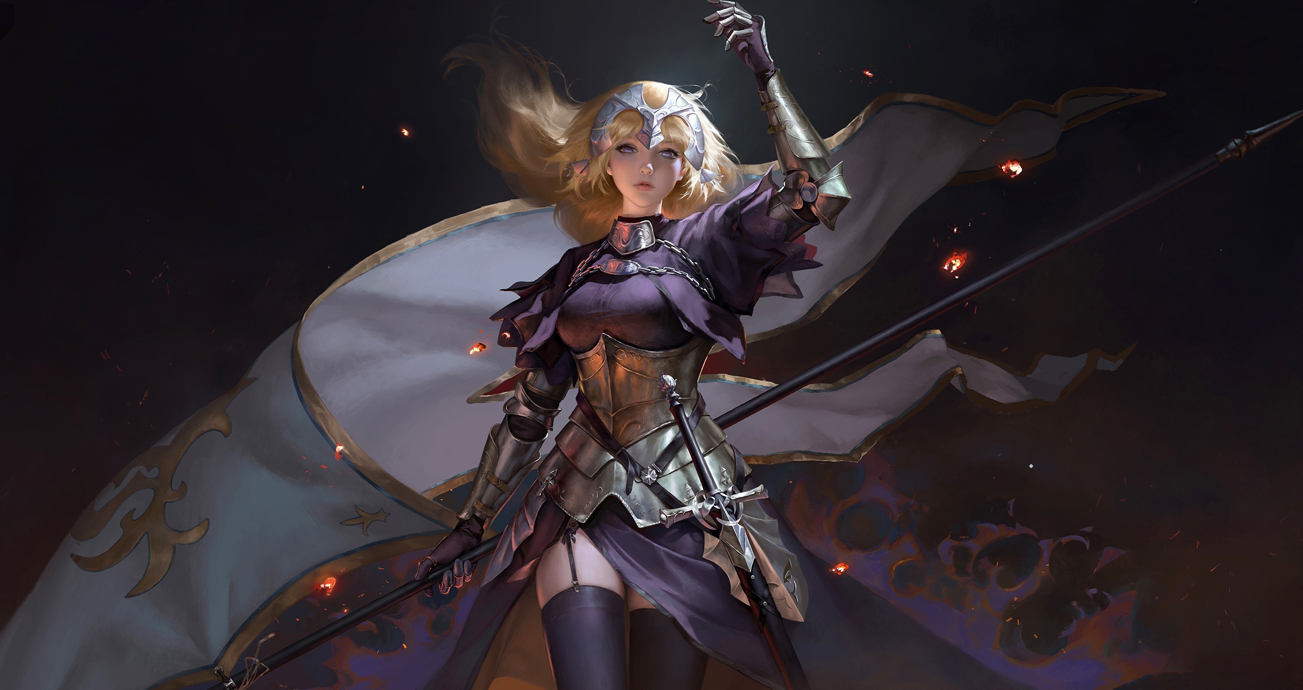 Jeanne d'Arc from Fate series in armor HD Wallpaper