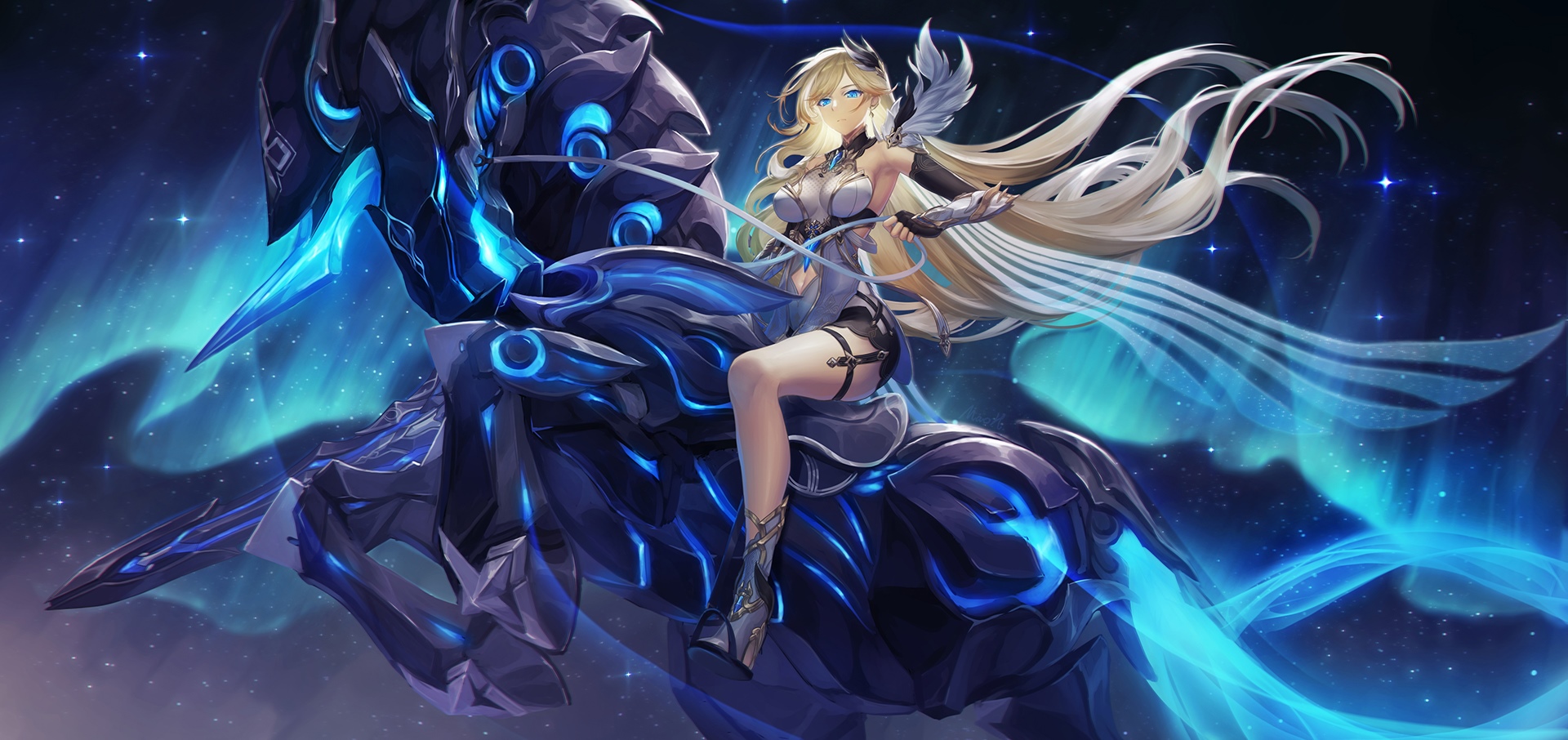 Bianka Ataegina on a mechanical horse HD Wallpaper