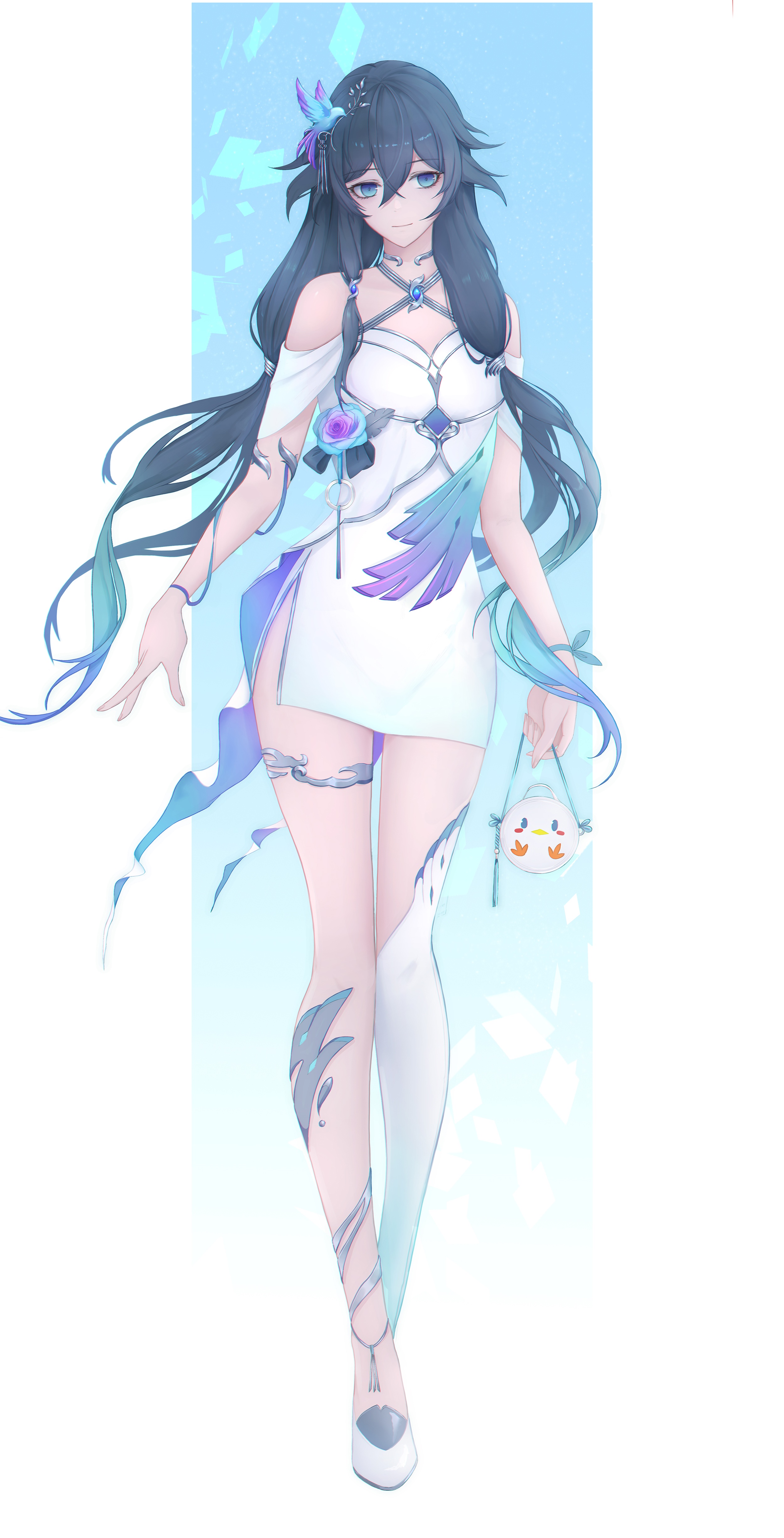 Fu Hua from Honkai Impact 3rd with blue hair and eyes HD Phone Wallpaper