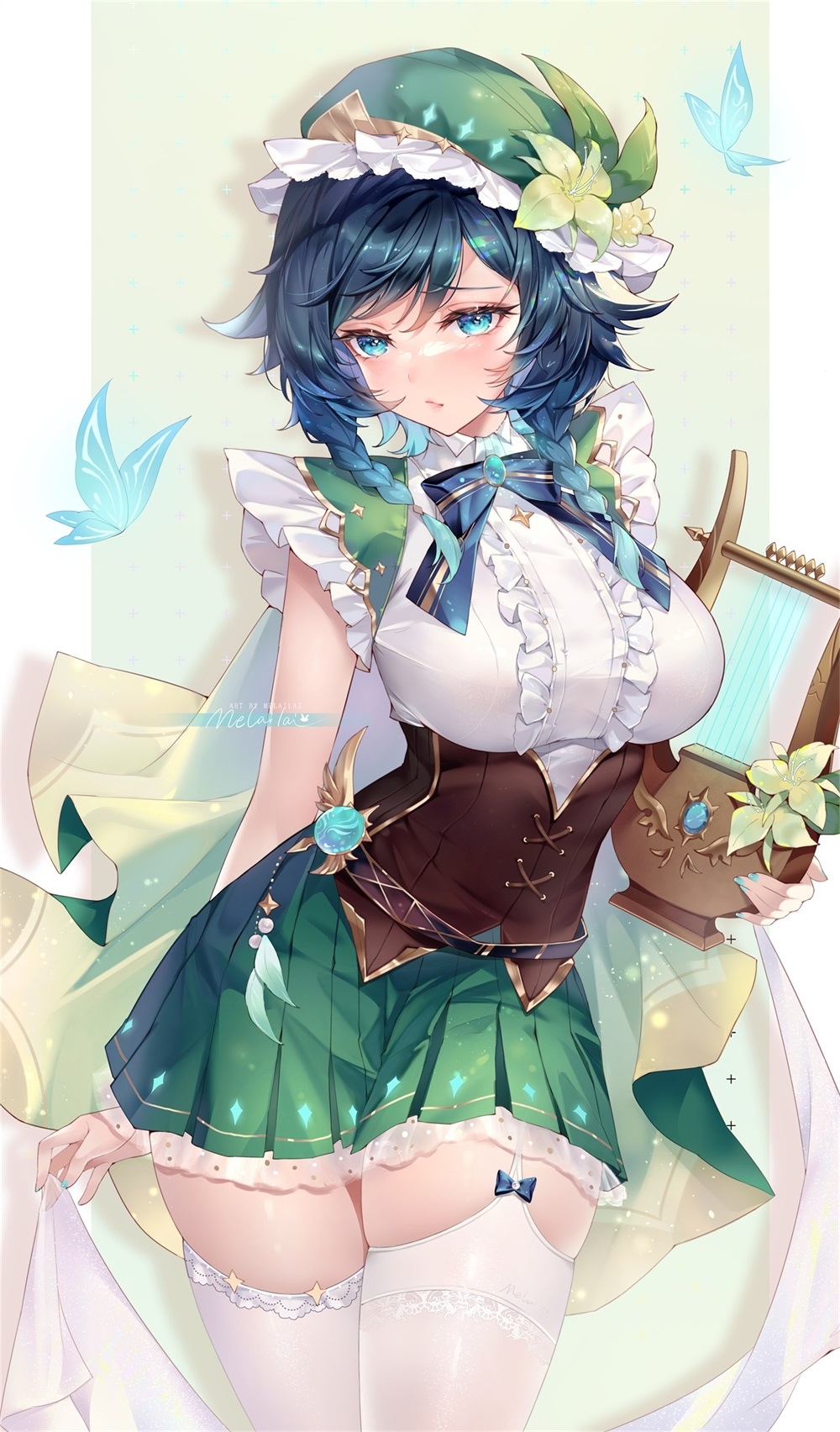 Genshin Impact Venti genderswap anime art HD Phone Wallpaper
