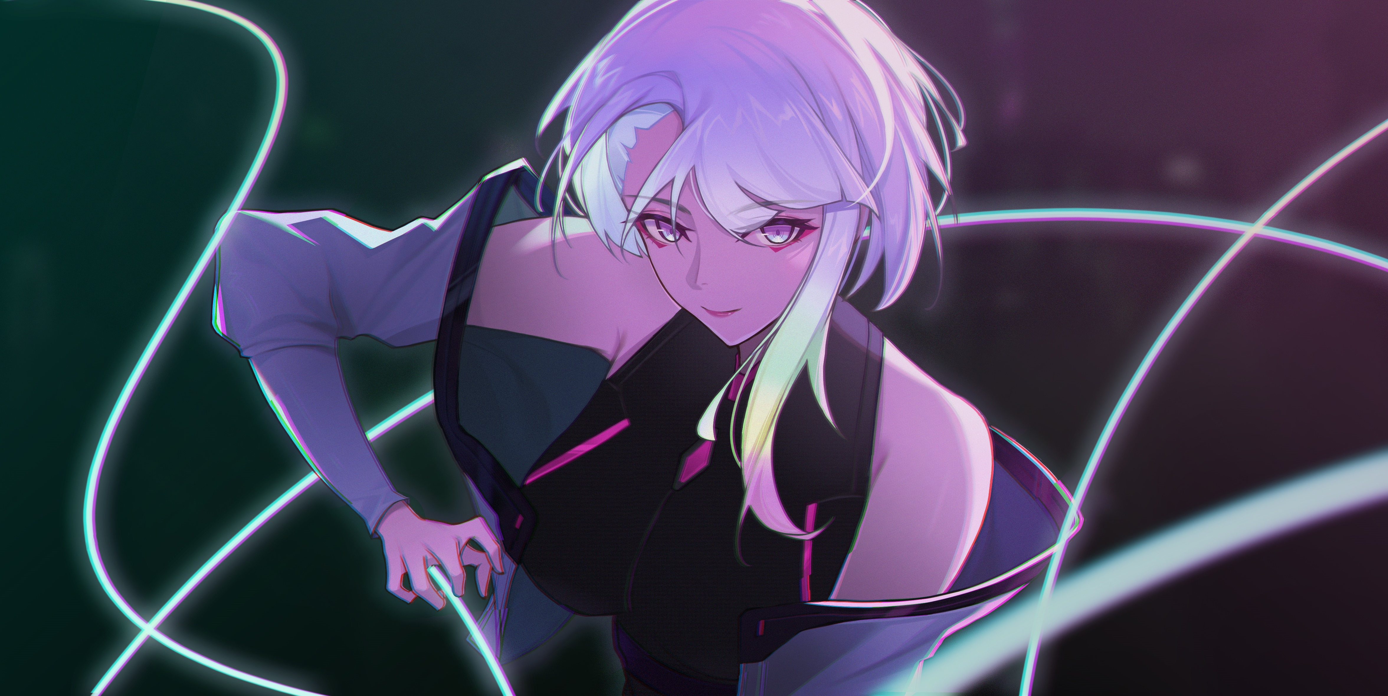 Lucyna Kushinada from Cyberpunk: Edgerunners with multi-colored hair HD Wallpaper