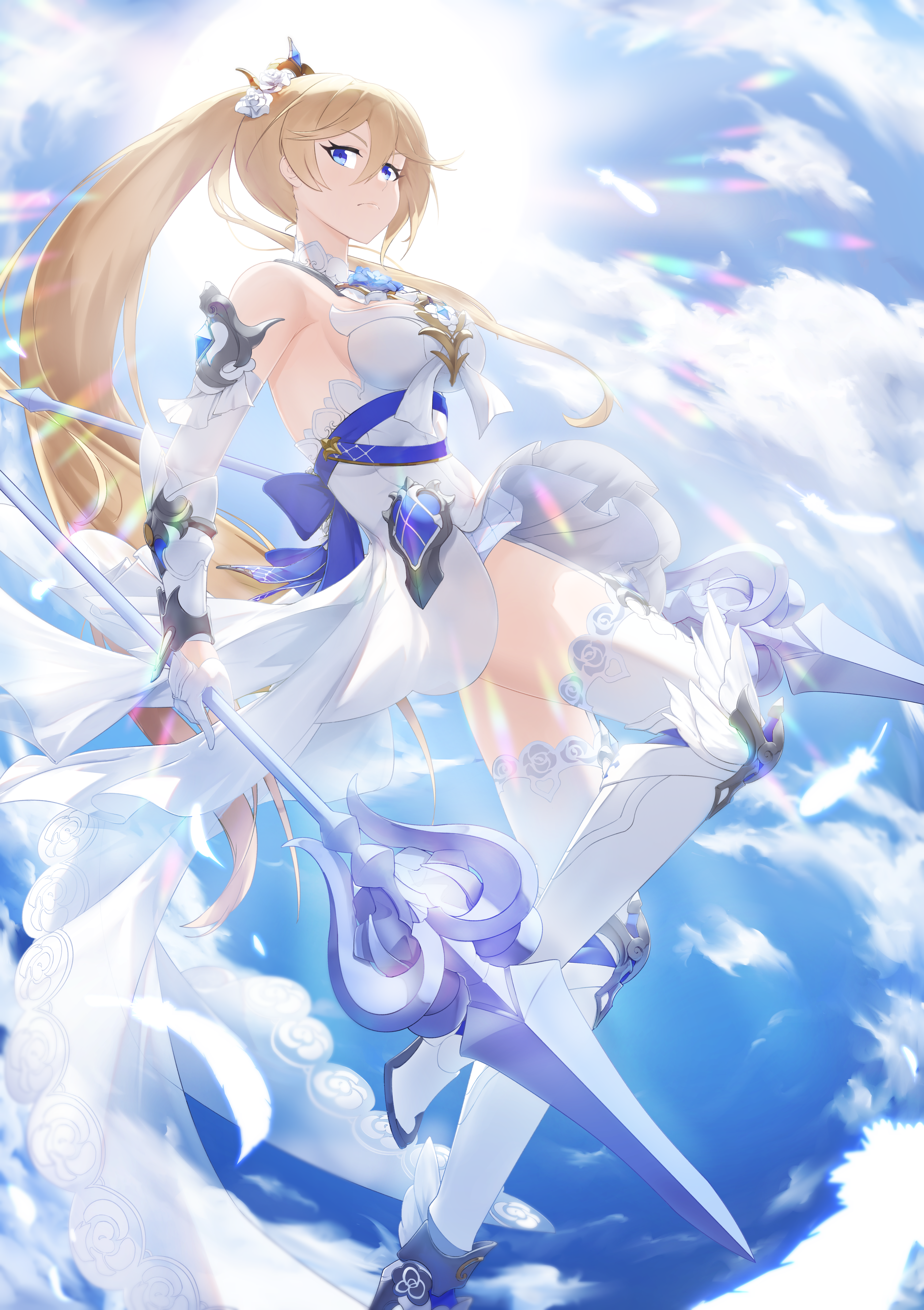 Bianka Ataegina with Lance in Clouds HD Phone Wallpaper