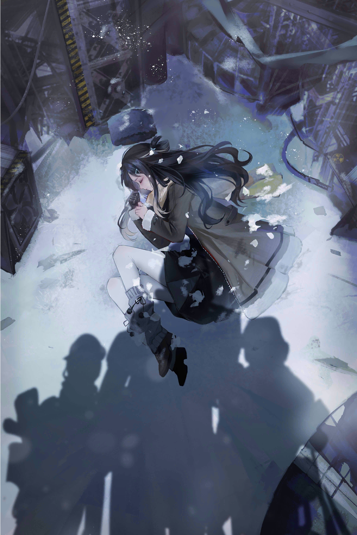 Anime girl sleeping in the snow, Path to Nowhere HD Phone Wallpaper