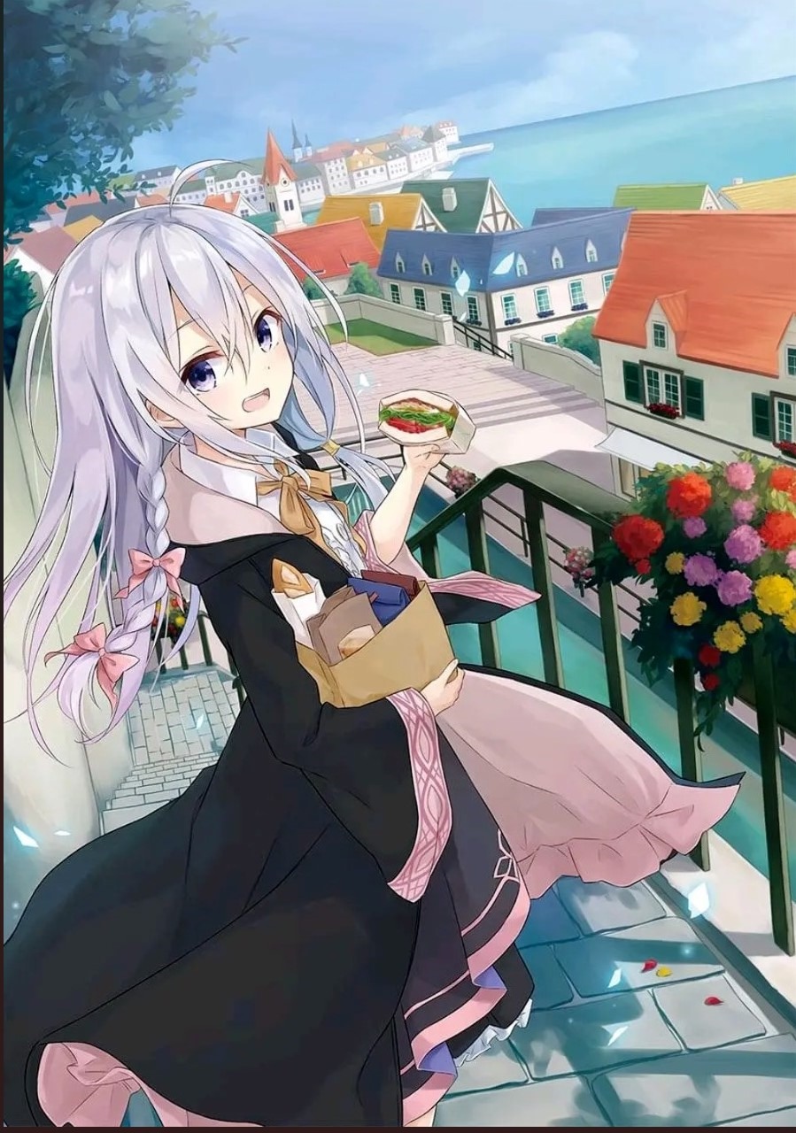 Elaina from Majo no Tabitabi holding a sandwich HD Phone Wallpaper
