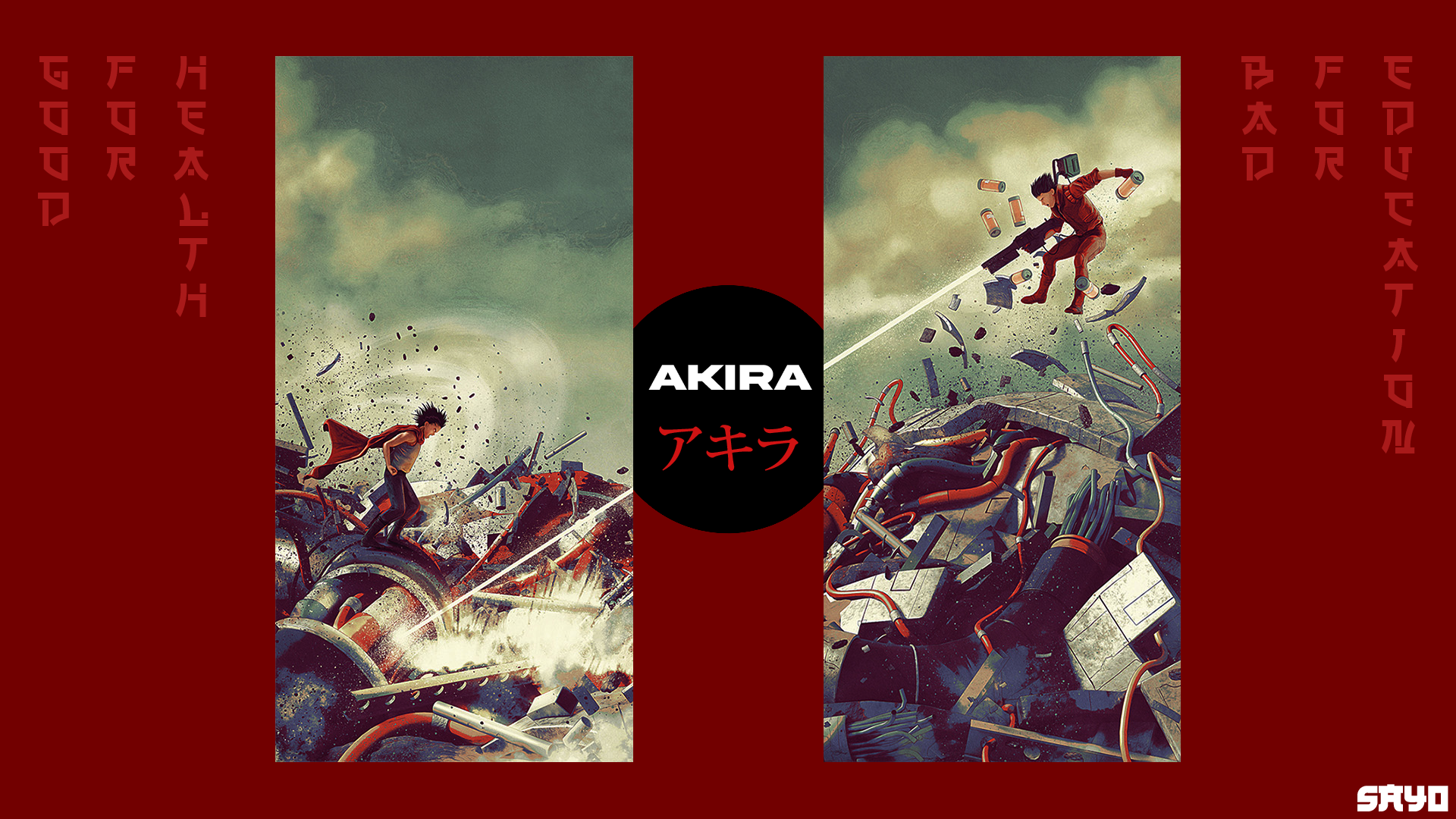 Akira Anime Poster with Kaneda and Tetsuo HD Wallpaper