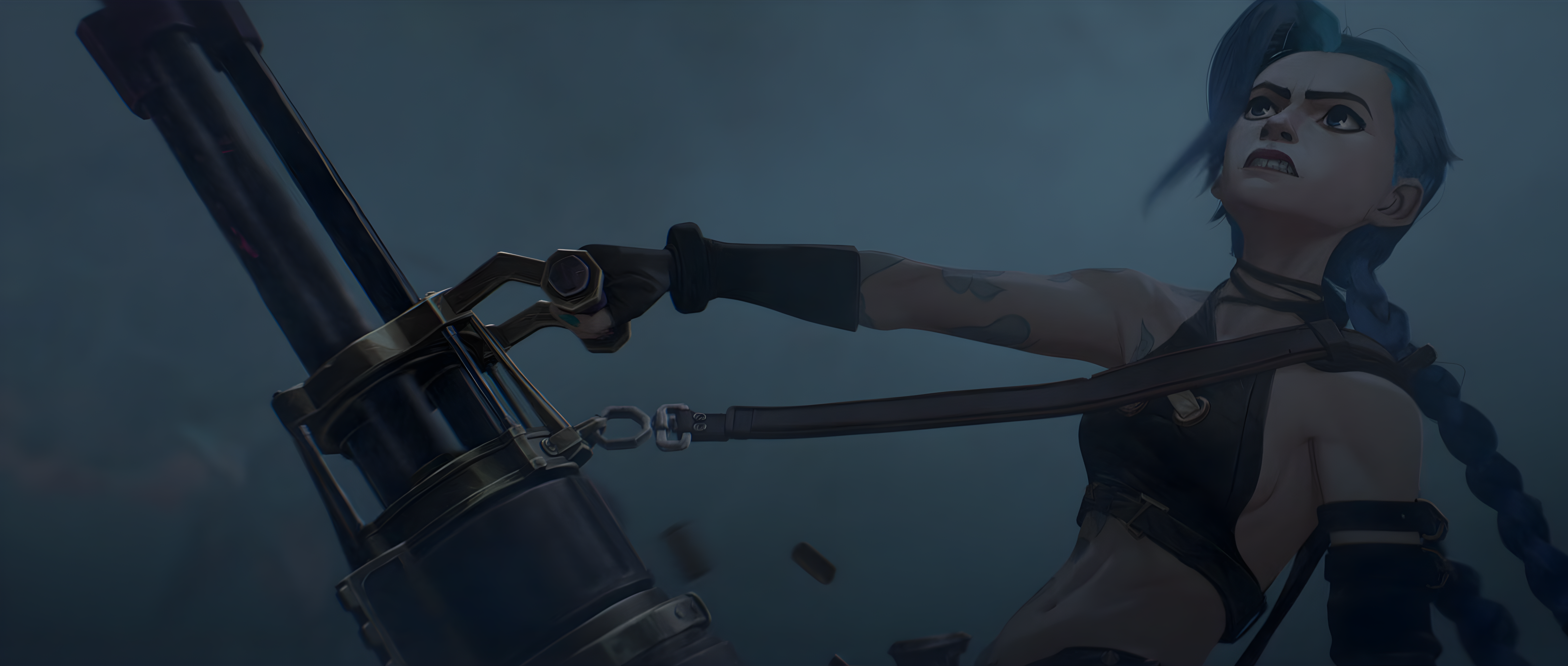 4K Arcane Jinx with a large weapon HD Wallpaper