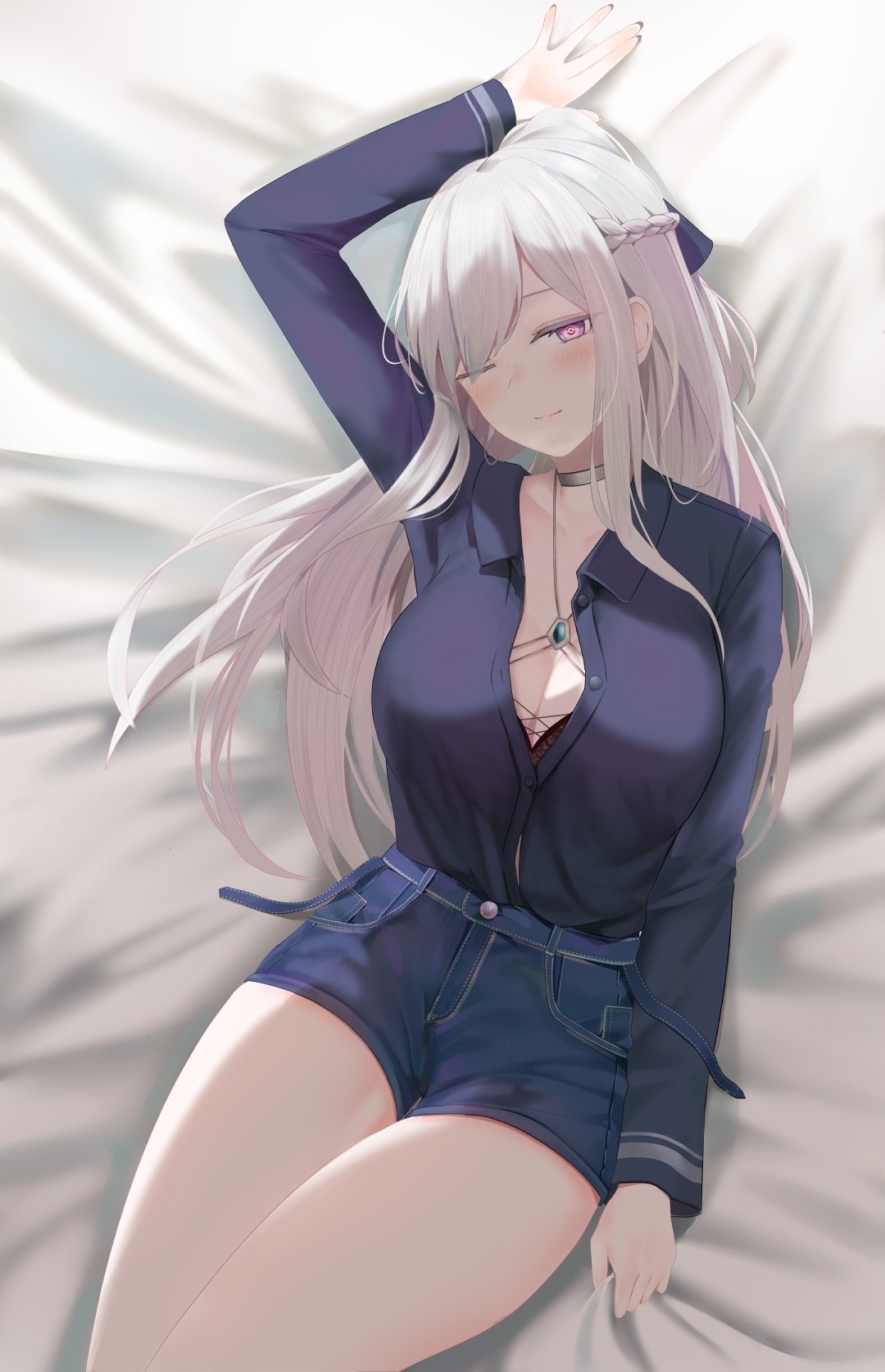 AK-12 from Girls Frontline lying on a bed HD Phone Wallpaper