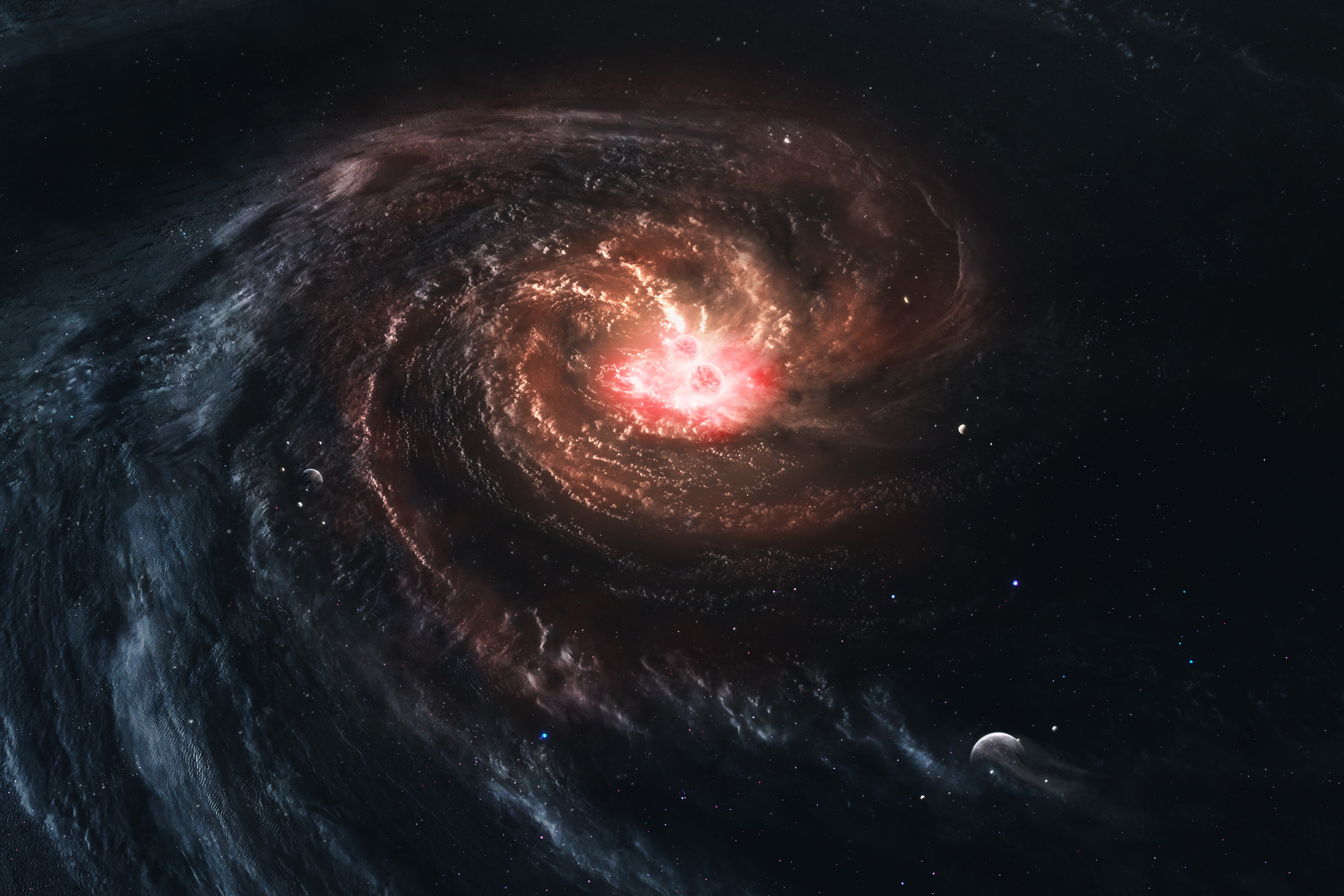 4K Galaxy with Red Core and Stars HD Wallpaper