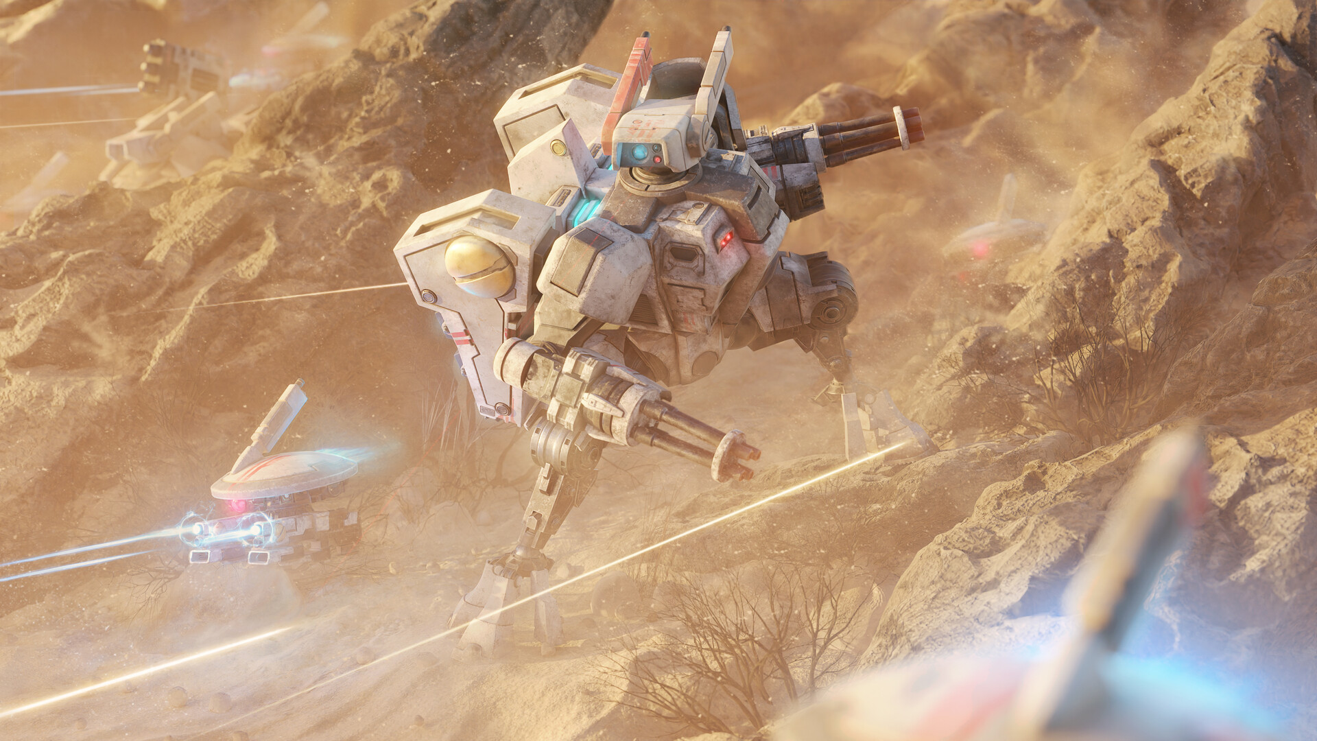Warhammer 40,000 Tau Empire Battlesuit in Desert HD Wallpaper