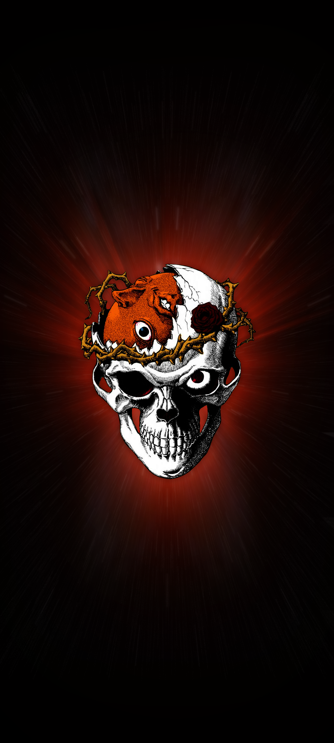 Skull with crown of thorns and rose from Berserk HD Phone Wallpaper
