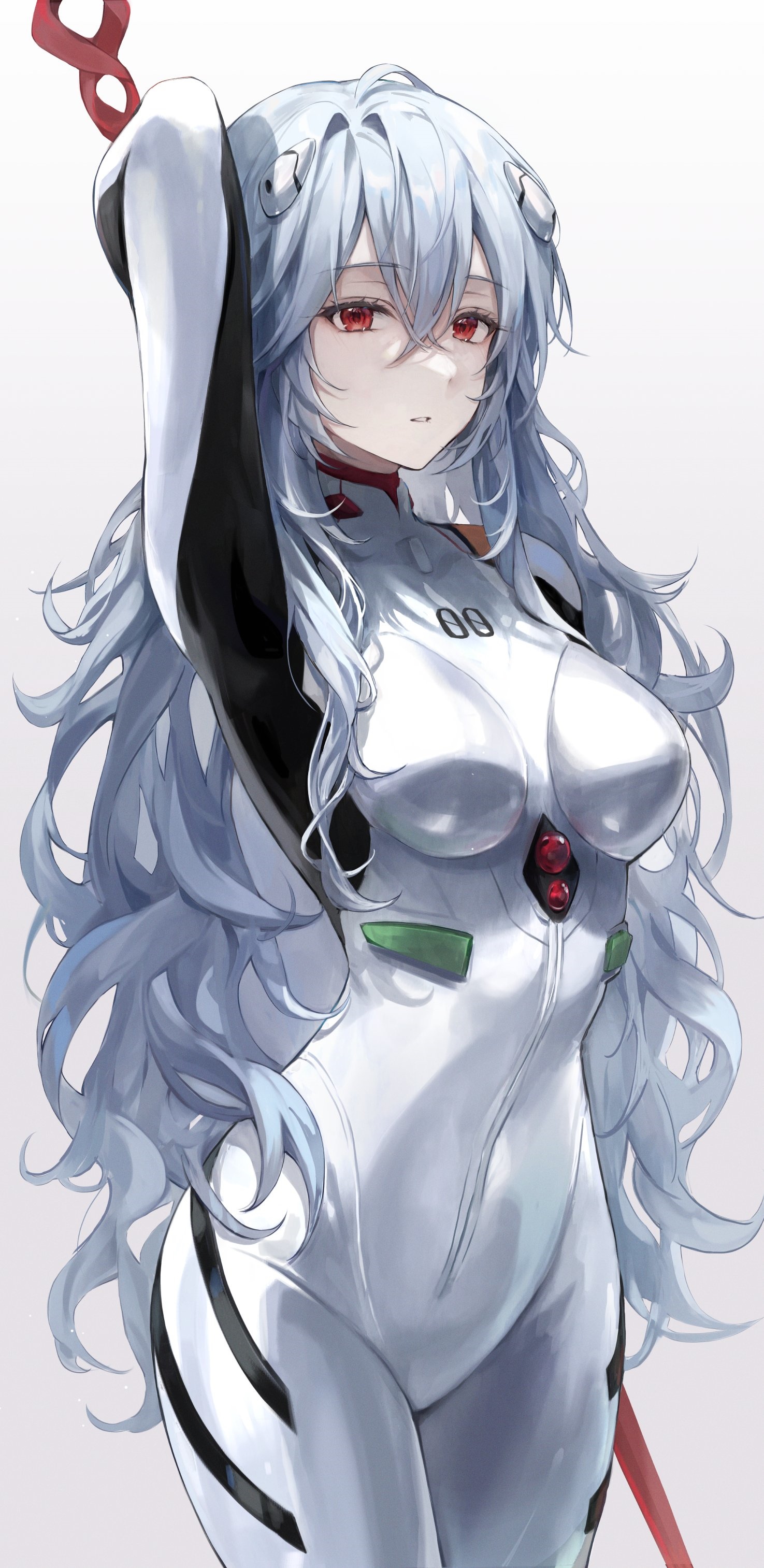 Ayanami Rei in a white bodysuit from Neon Genesis Evangelion HD Phone Wallpaper