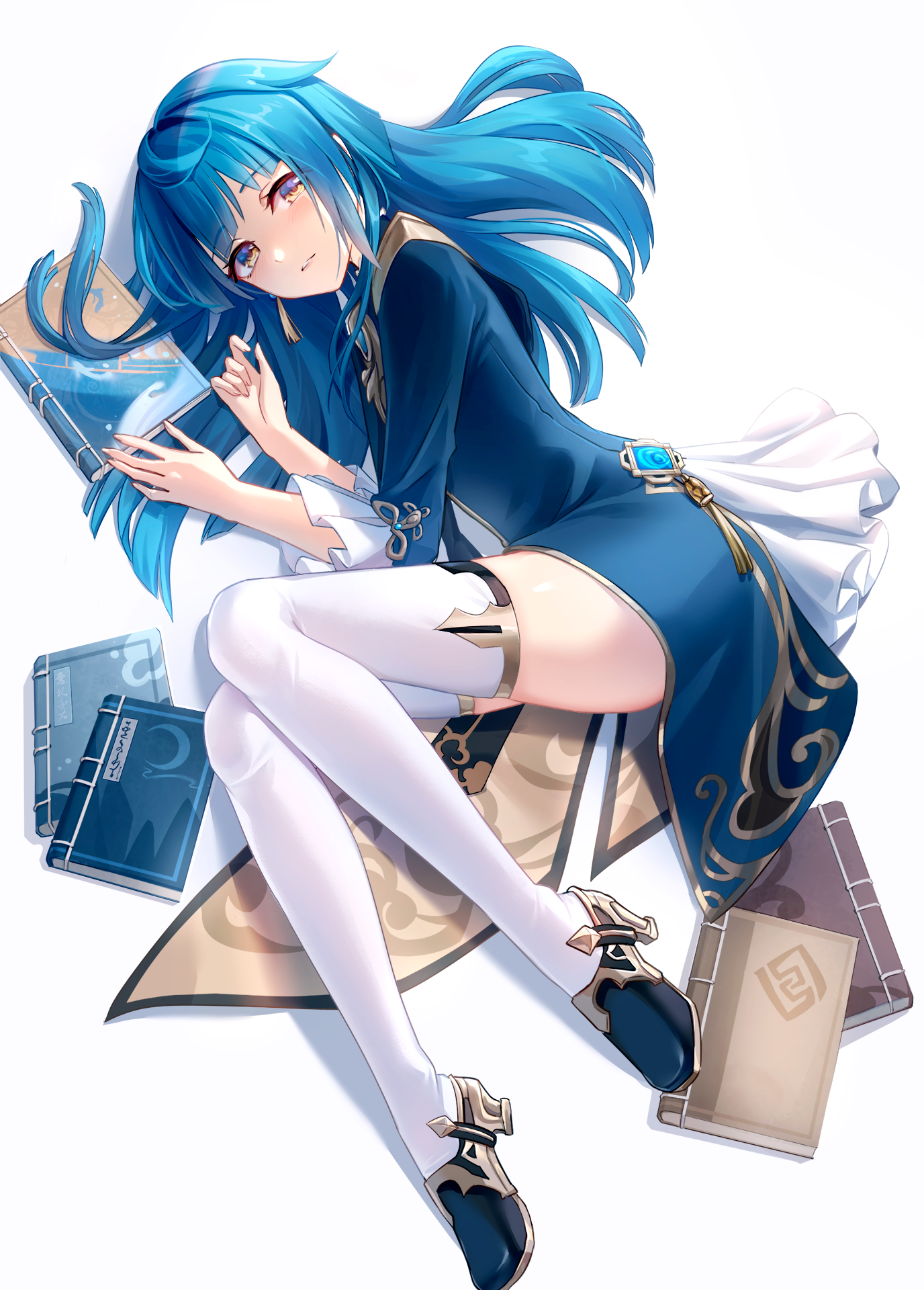 Genshin Impact genderswapped Xingqiu with books HD Phone Wallpaper